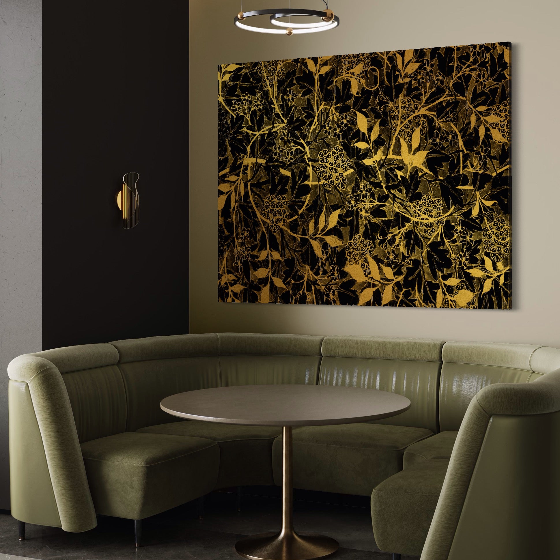Tablou Canvas Premium LuxCanva® A1162, Flower Branch , Decorativ, Flori, Gold, Culori Vibrante