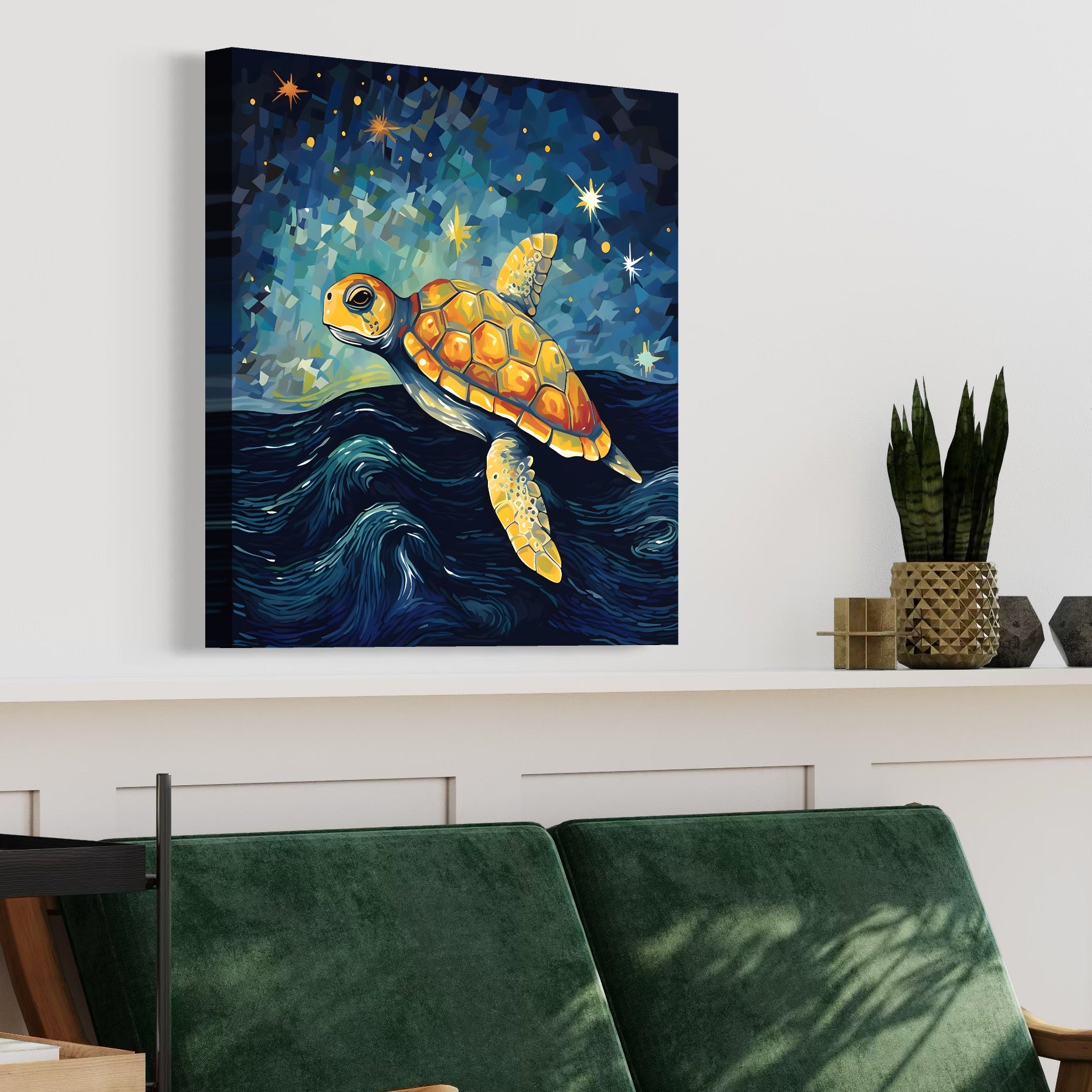 Tablou Canvas Premium LuxCanva® C1144, Turtle In The Ocean , Culori, Water, Swimming, Sky, Living Room, Relaxare, Culori Vibrante