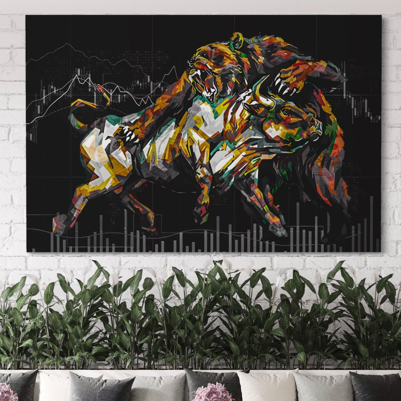 Tablou Canvas Premium LuxCanva® A1161, Stock Market ,  Bull Market, Bear Market, Financiar, Motivational, Culori Vibrante
