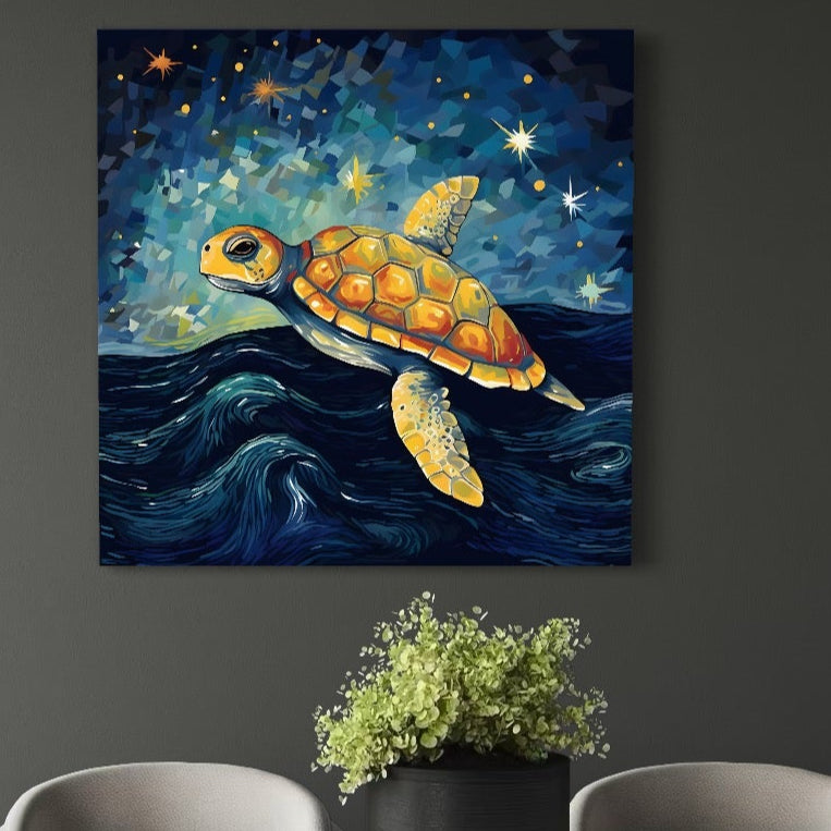 Tablou Canvas Premium LuxCanva® C1144, Turtle In The Ocean , Culori, Water, Swimming, Sky, Living Room, Relaxare, Culori Vibrante