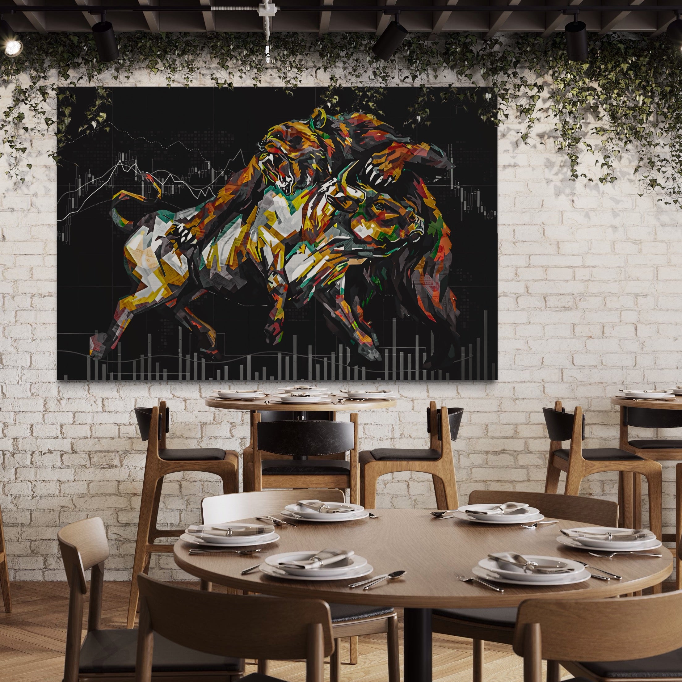 Tablou Canvas Premium LuxCanva® A1161, Stock Market ,  Bull Market, Bear Market, Financiar, Motivational, Culori Vibrante