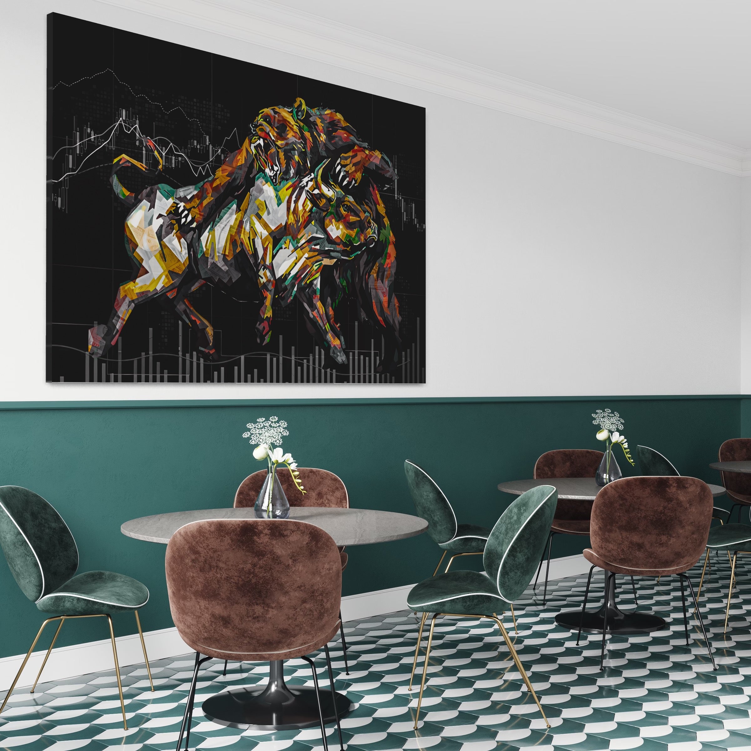 Tablou Canvas Premium LuxCanva® A1161, Stock Market ,  Bull Market, Bear Market, Financiar, Motivational, Culori Vibrante