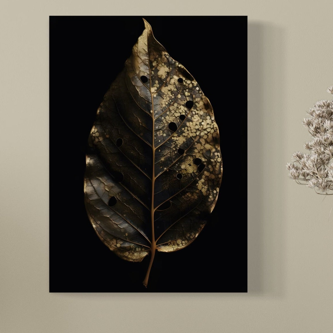 Tablou Canvas Premium LuxCanva® C1145, Old Golden Leaf , Culori, Nature, Time, Age, Living Room, Relaxare, Culori Vibrante