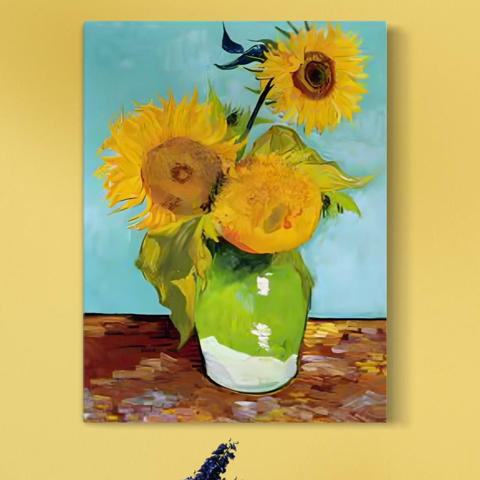 Tablou Canvas Premium LuxCanva® C1146, Vaza Cu Flori ,  Culori, Floarea Soarelui, Birou, Living Room, Relaxare, Culori Vibrante