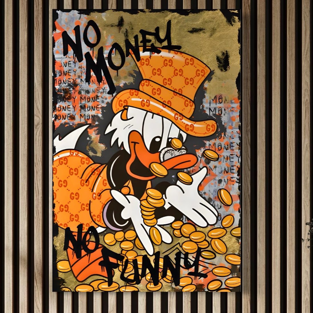 Tablou Canvas Premium, LuxCanva® C1150, Donald Counting Money, Culori, Cartoon, Happy, Money, Living Room, Relaxare, Culori Vibrante