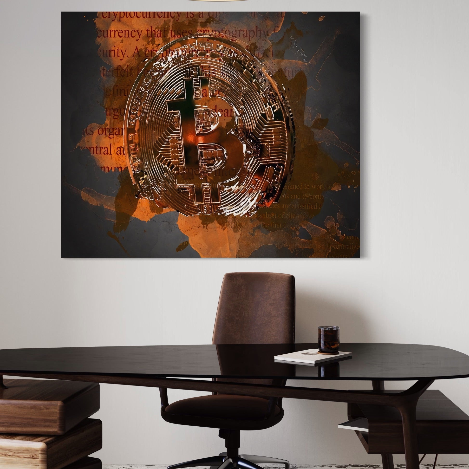 Tablou Canvas Premium LuxCanva® A1153, Moneda Bitcoin ,Moneda Digitala, BTC, Cash, Motivational, Culori Vibrante