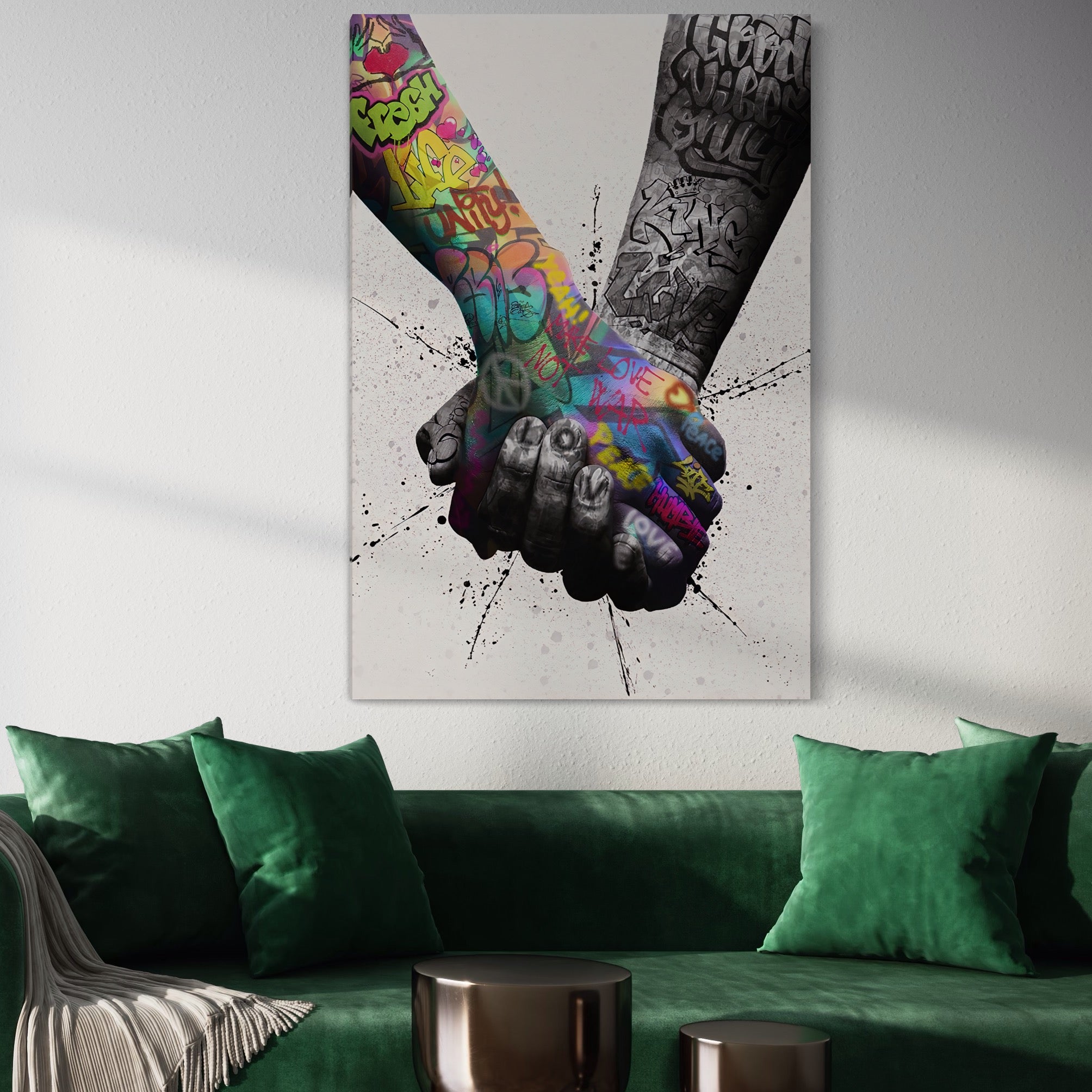 Tablou Canvas Premium LuxCanva® A1149, 2Hands , Decorativ, Love, Street Art, Graffiti, Culori Vibrante