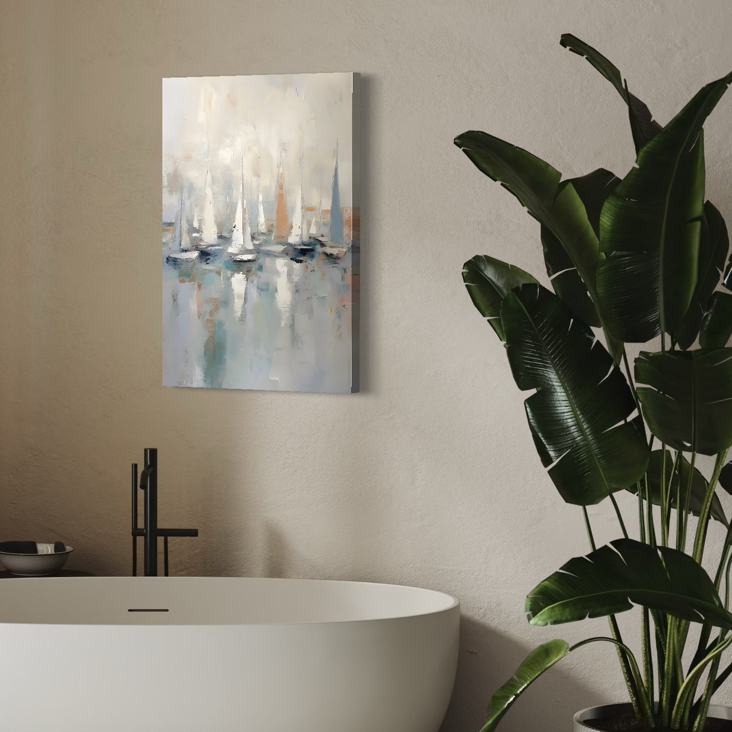 Tablou Canvas Premium LuxCanva® C1154, Ships In The Harbour , Culori, Sea, Travel, Living Room, Bar, Relaxare, Culori Vibrante