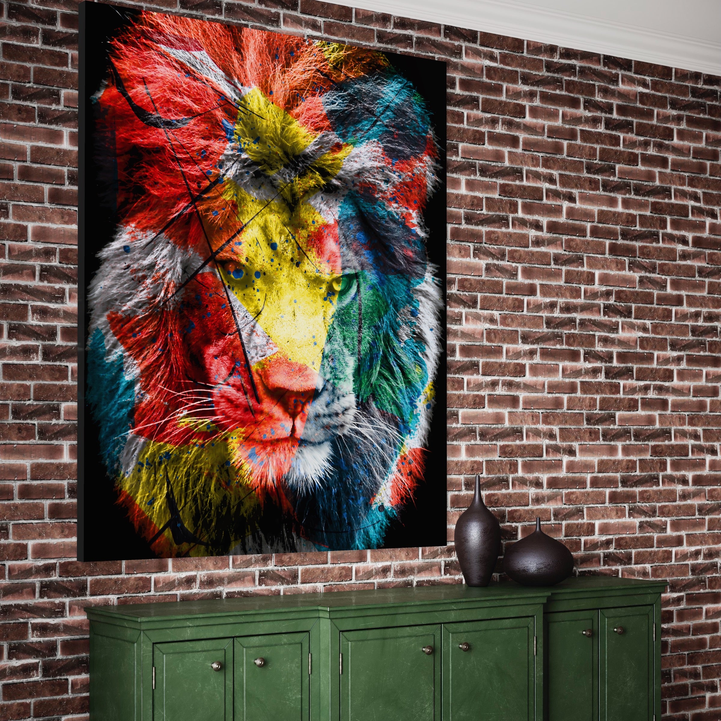 Tablou Canvas Premium LuxCanva® A1147, The King Lion , Animal, Regele Junglei, Multicolor, Culori Vibrante
