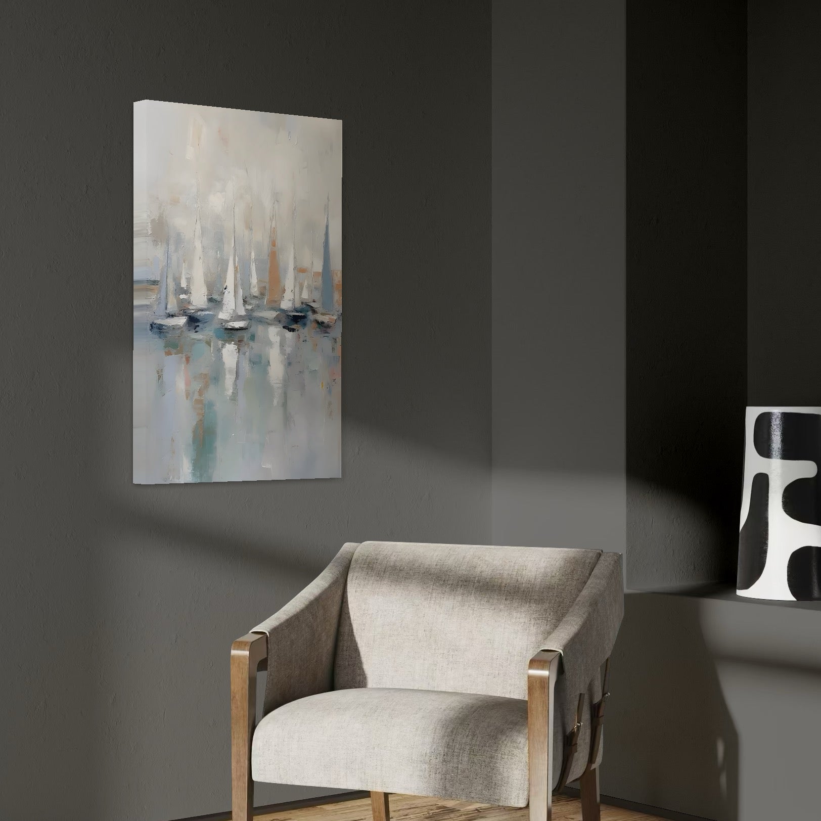 Tablou Canvas Premium LuxCanva® C1154, Ships In The Harbour , Culori, Sea, Travel, Living Room, Bar, Relaxare, Culori Vibrante