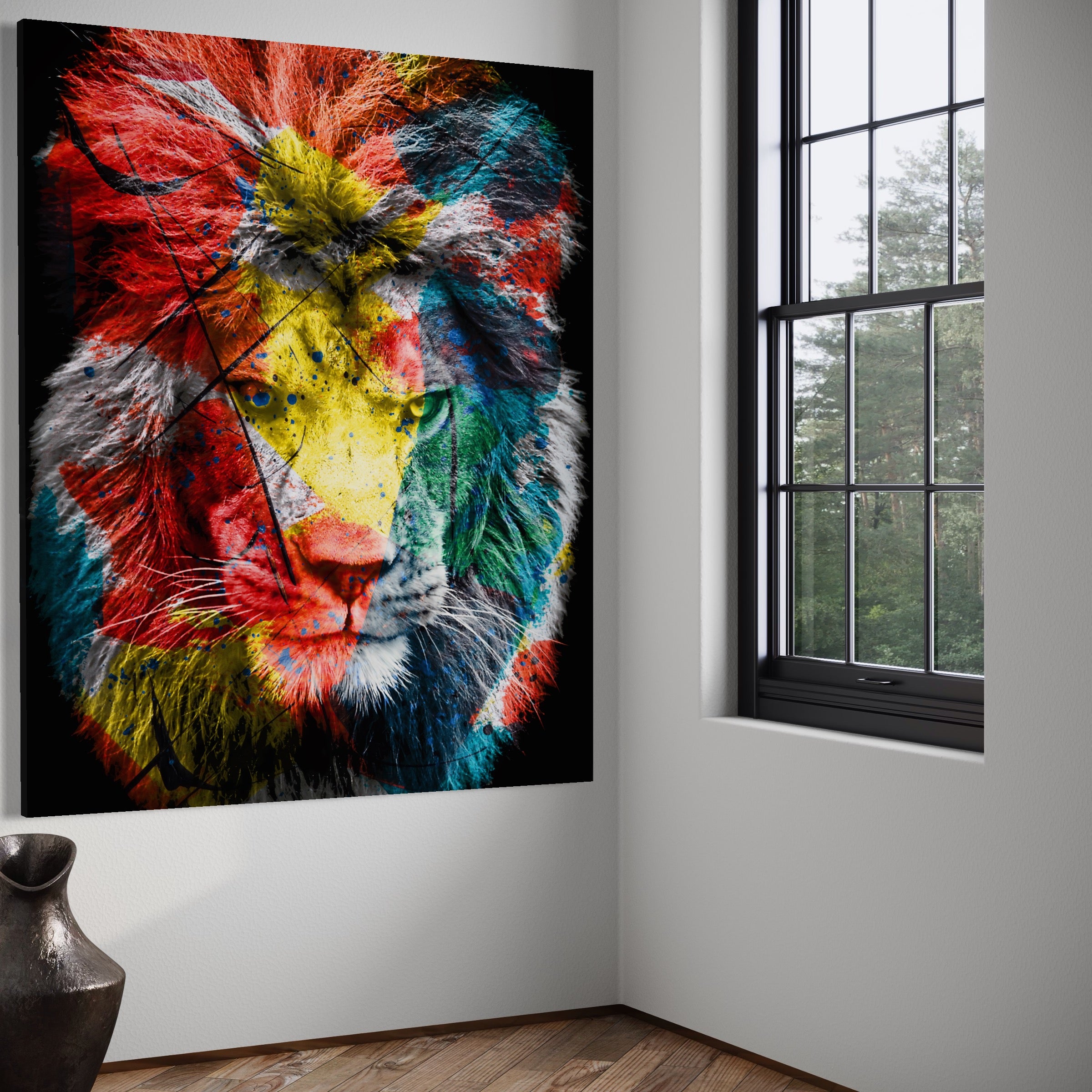 Tablou Canvas Premium LuxCanva® A1147, The King Lion , Animal, Regele Junglei, Multicolor, Culori Vibrante