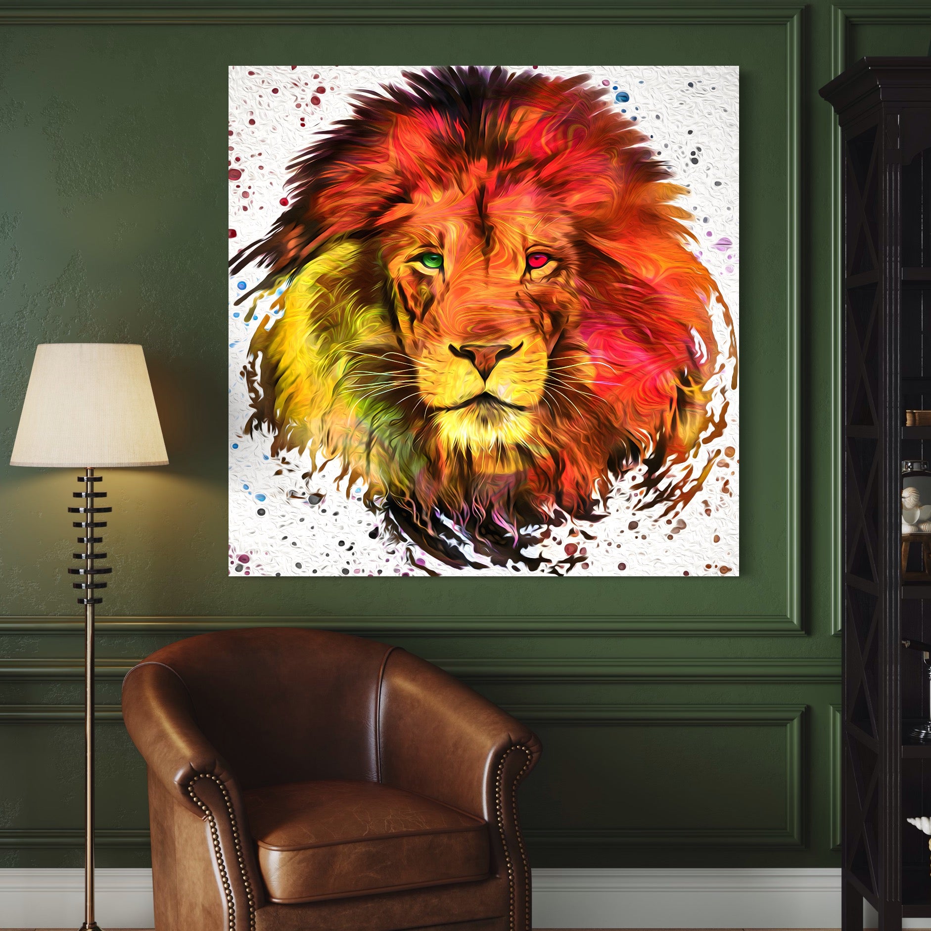 Tablou Canvas Premium LuxCanva® A1146, Colorful Lion ,  Animal, Regele Junglei, Safari, Colorat, Culori Vibrante