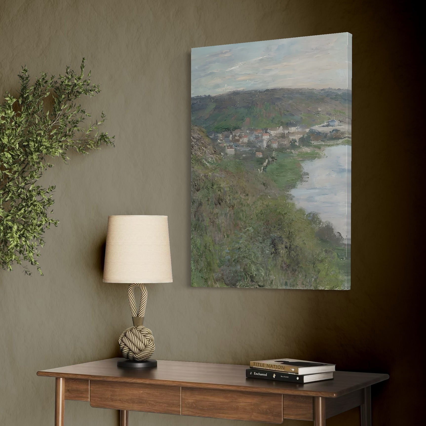 Tablou Canvas Premium LuxCanva® C1155, Wiew Of The Village By Monet , Culori, Sea, Travel, People, Living Room, Bar, Relaxare, Culori Vibrante