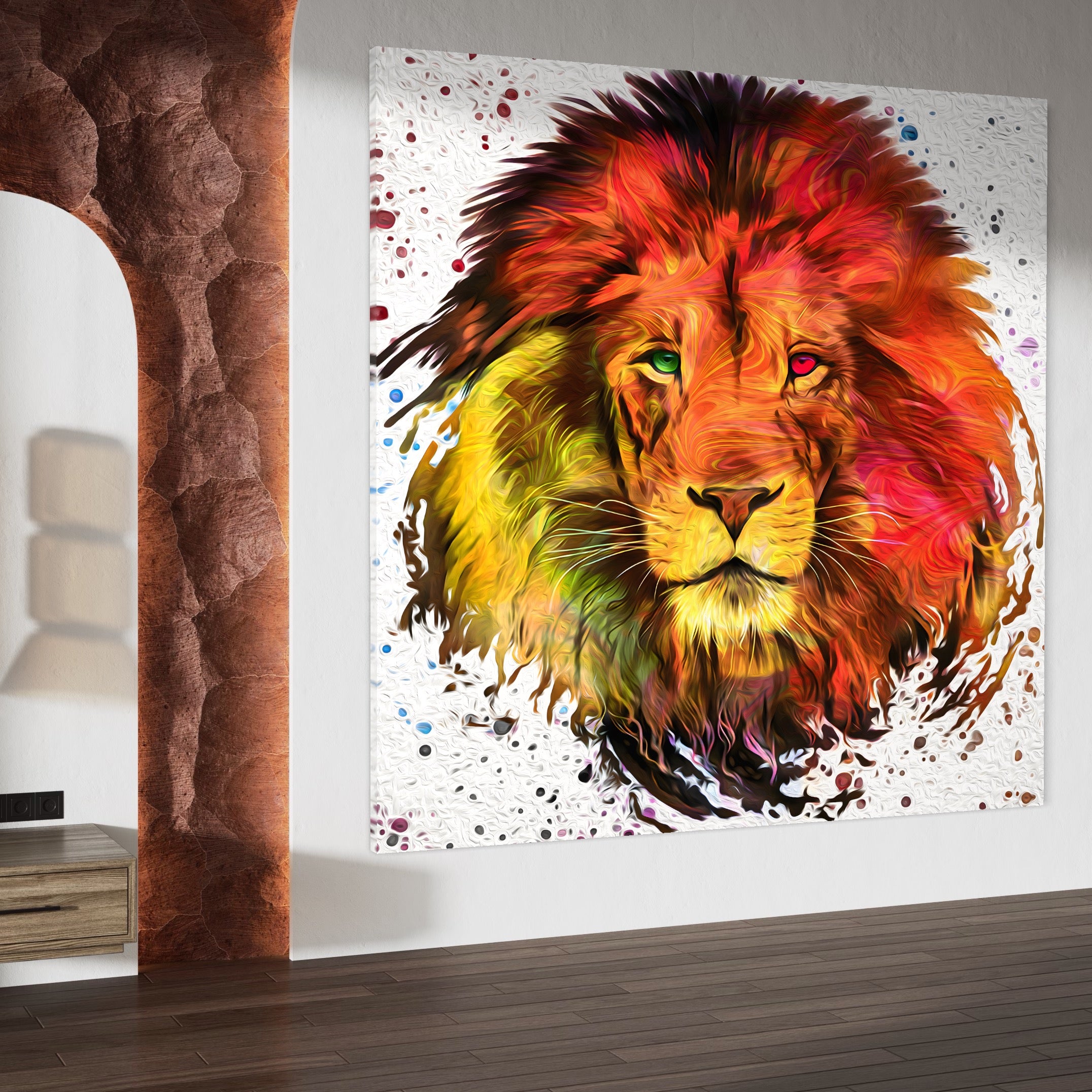 Tablou Canvas Premium LuxCanva® A1146, Colorful Lion ,  Animal, Regele Junglei, Safari, Colorat, Culori Vibrante