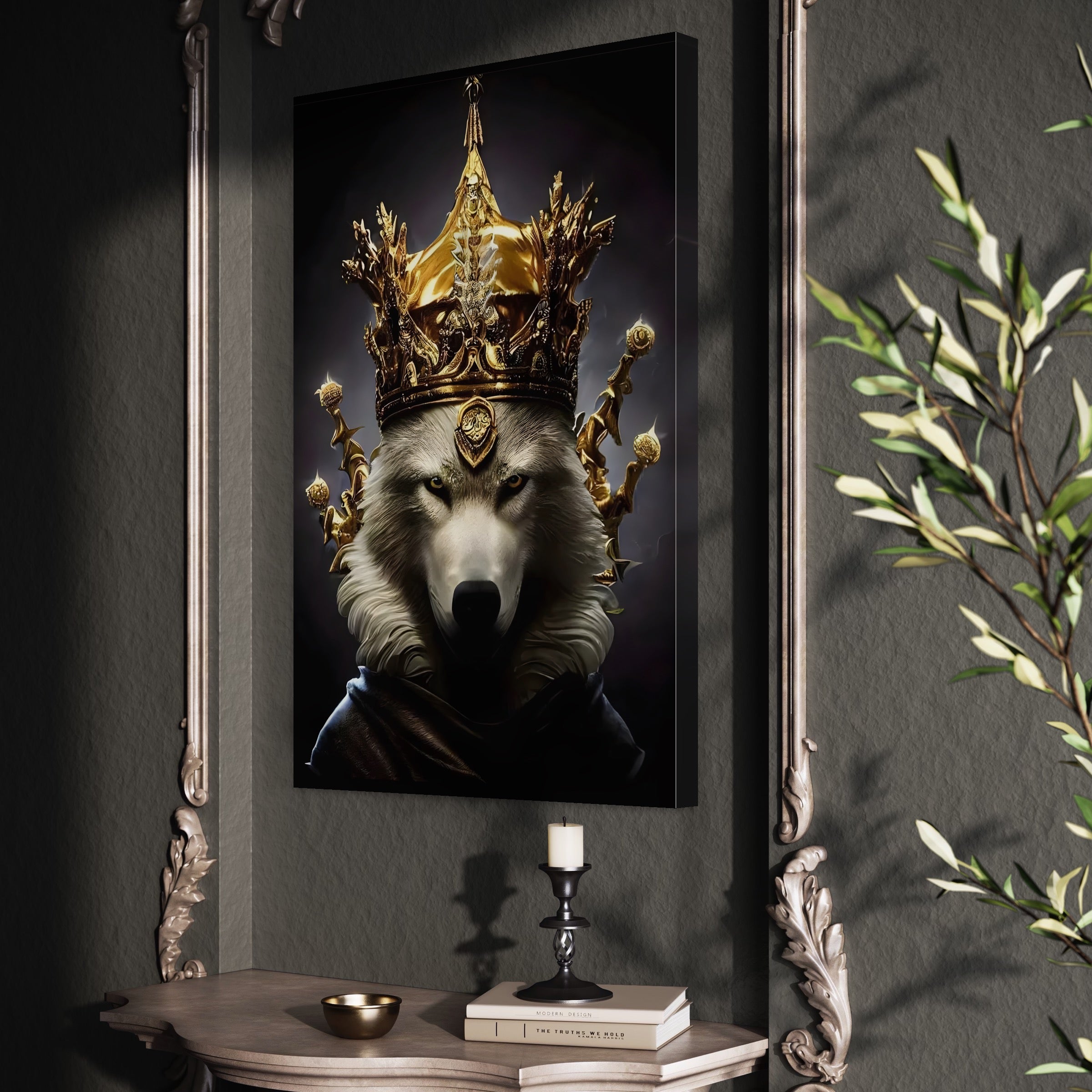 Tablou Canvas Premium LuxCanva® A1144, Wolf King , Lup, Animal, Culori Vibrante