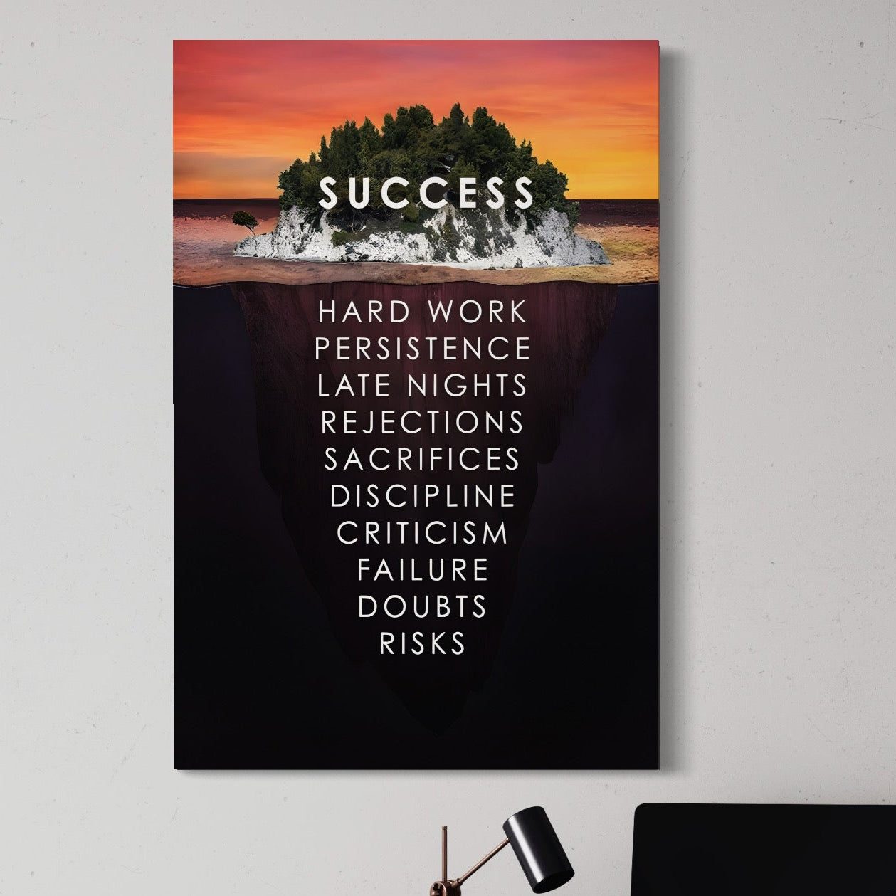 Tablou Canvas Premium LuxCanva® A1140, Insula Succesului , Disciplina, Sacrificii, Munca, Culori Vibrante