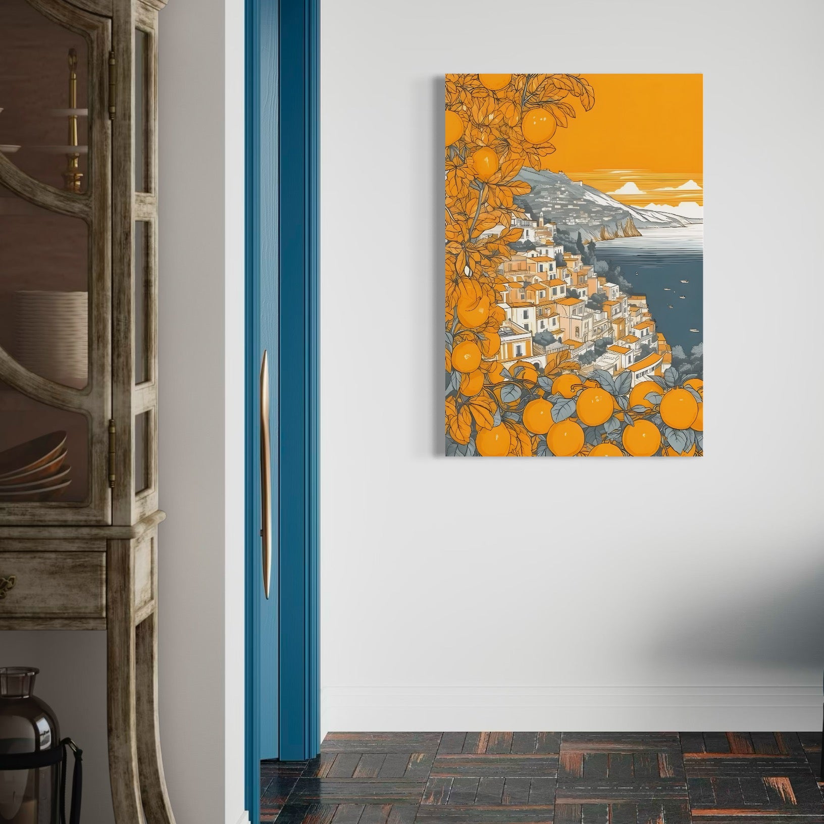 Tablou Canvas Premium LuxCanva® C1160, City By The Sea , Culori, Oras, Mare, Anotimp Living Room, Relaxare, Culori Vibrante