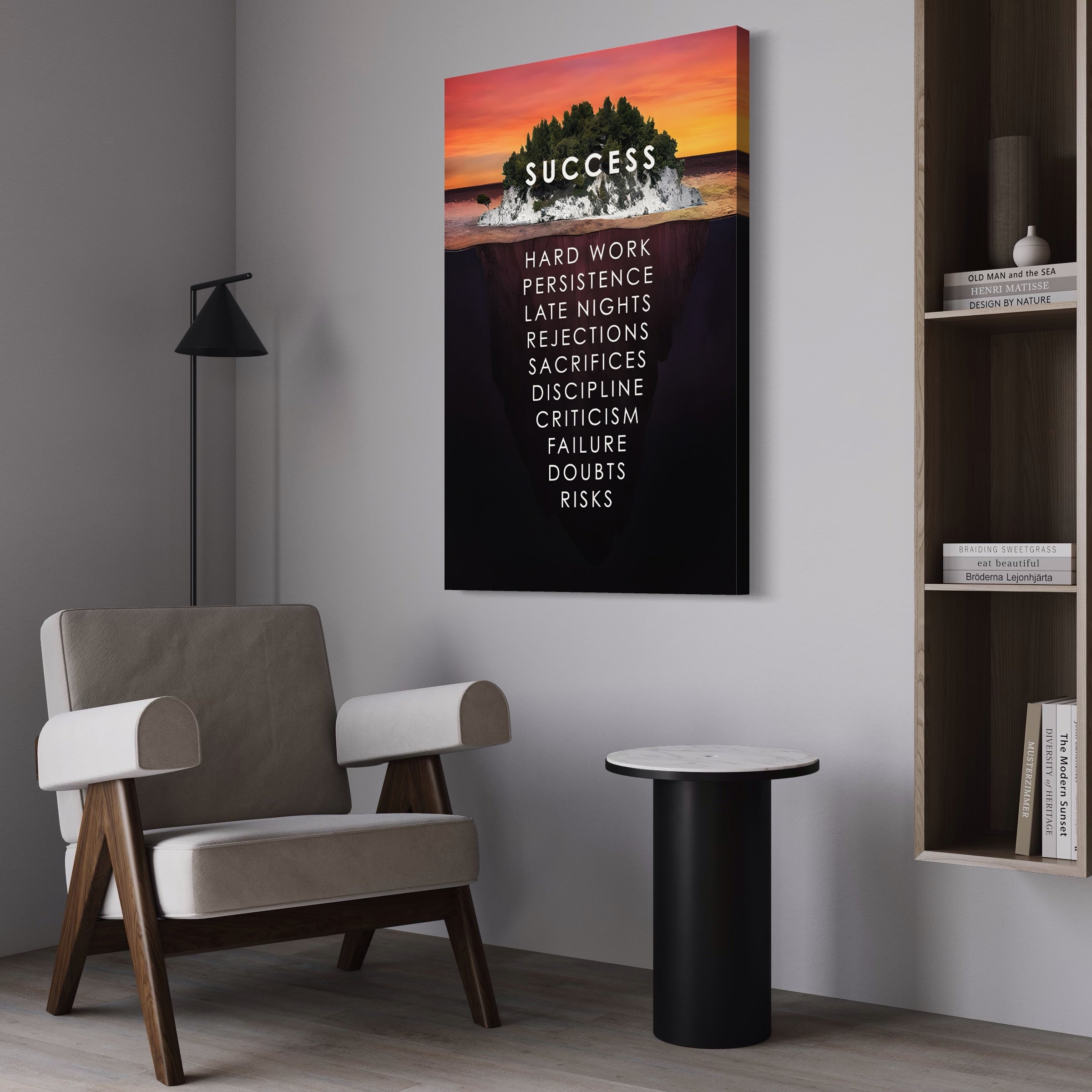 Tablou Canvas Premium LuxCanva® A1140, Insula Succesului , Disciplina, Sacrificii, Munca, Culori Vibrante