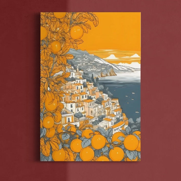 Tablou Canvas Premium LuxCanva® C1160, City By The Sea , Culori, Oras, Mare, Anotimp Living Room, Relaxare, Culori Vibrante