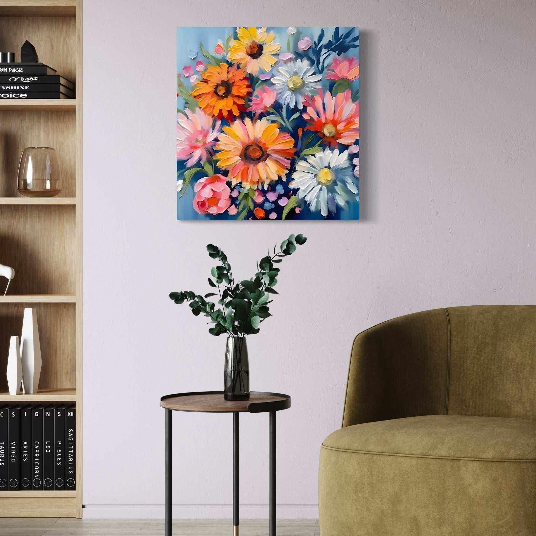 Tablou Canvas Premium LuxCanva® C1161, Buchet De Fori Viu Colorat , Plante, Multicolor, Living Room, Culori Vibrante