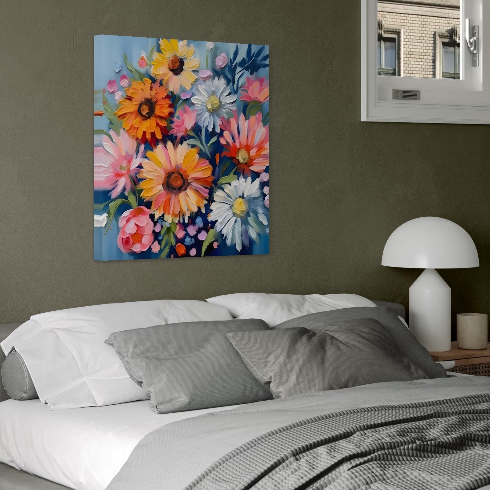 Tablou Canvas Premium LuxCanva® C1161, Buchet De Fori Viu Colorat , Plante, Multicolor, Living Room, Culori Vibrante