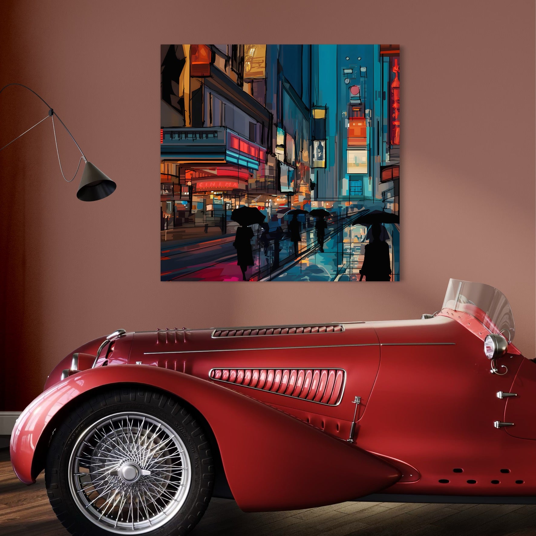 Tablou Canvas Premium, LuxCanva® C1162 People Going To Cinema , Downtown, Nightlife, Living Room, Culori Vibrante