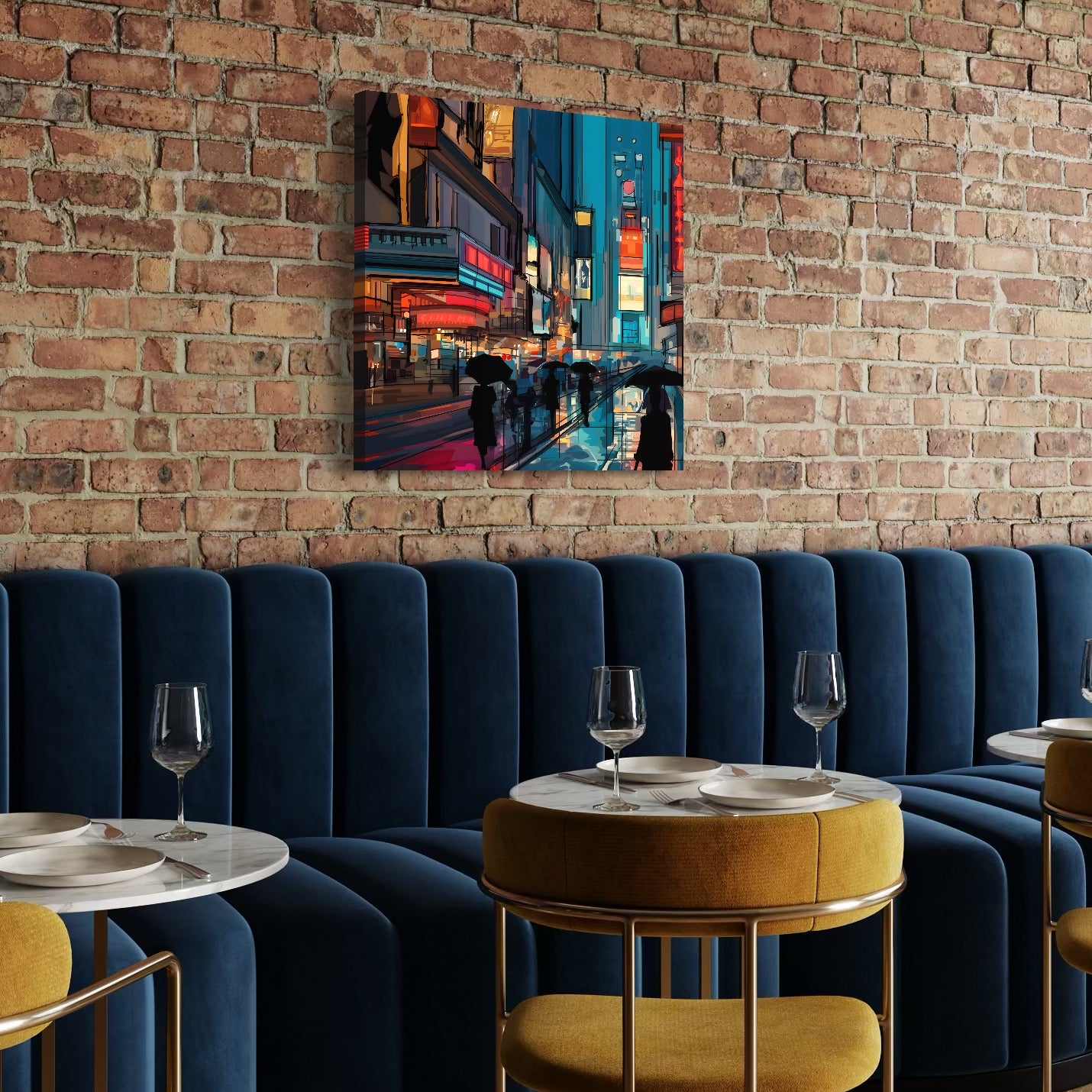 Tablou Canvas Premium, LuxCanva® C1162 People Going To Cinema , Downtown, Nightlife, Living Room, Culori Vibrante