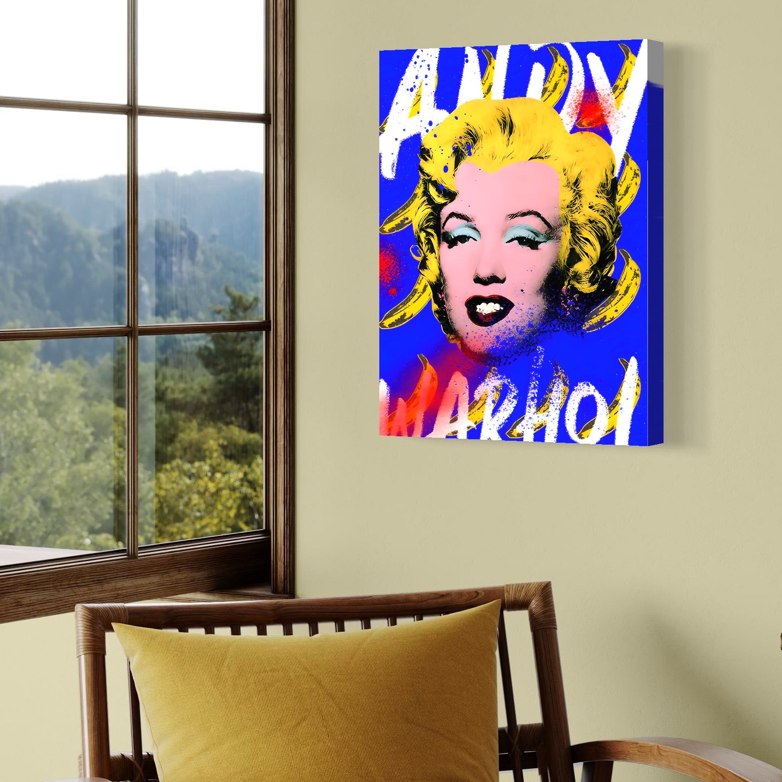 Tablou Canvas Premium LuxCanva® C1163, Andy Warhol Painted Marilyn Monroe , Culori, Icon, Famous Creator, Beautiful, Bar, Relaxare, Culori Vibrante