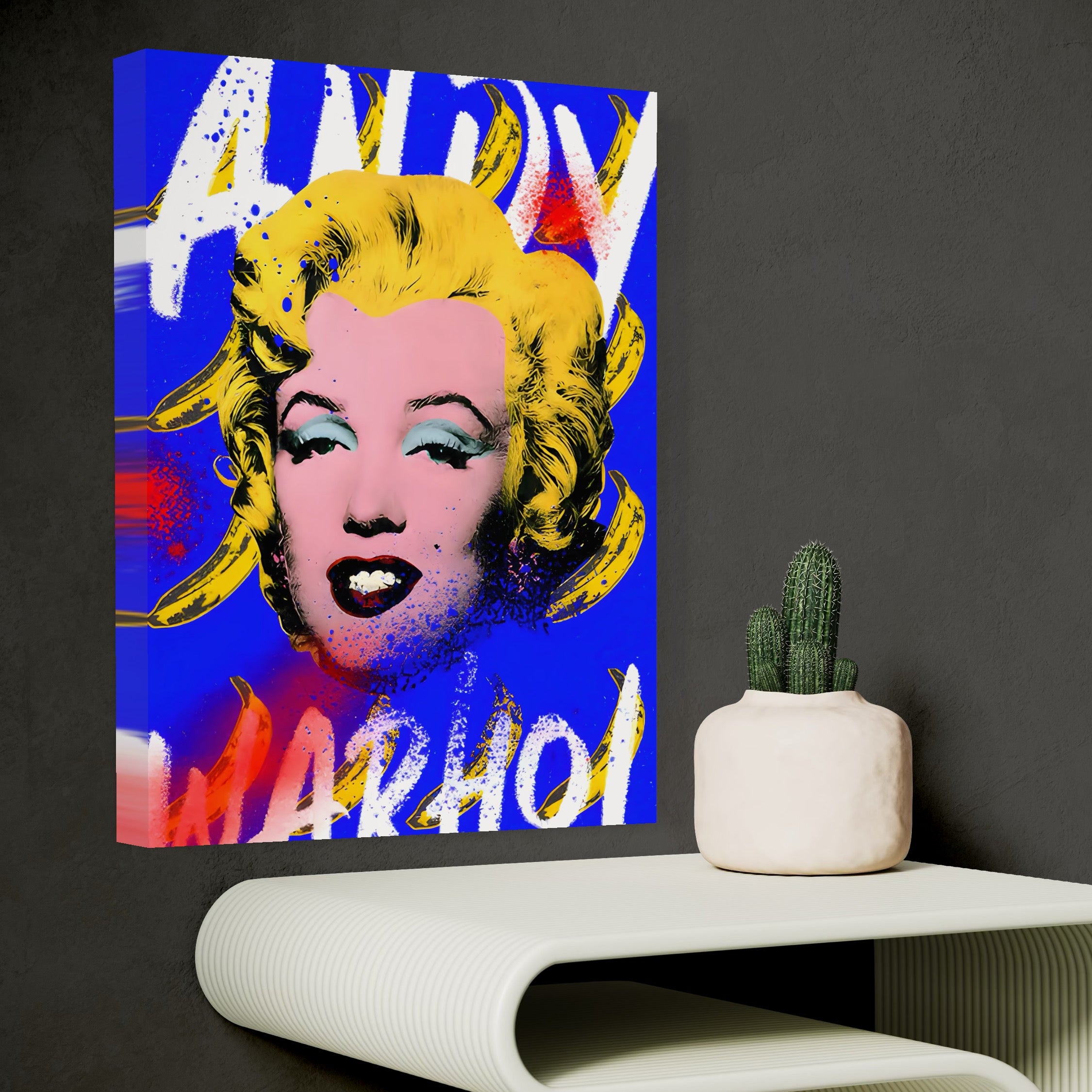Tablou Canvas Premium LuxCanva® C1163, Andy Warhol Painted Marilyn Monroe , Culori, Icon, Famous Creator, Beautiful, Bar, Relaxare, Culori Vibrante