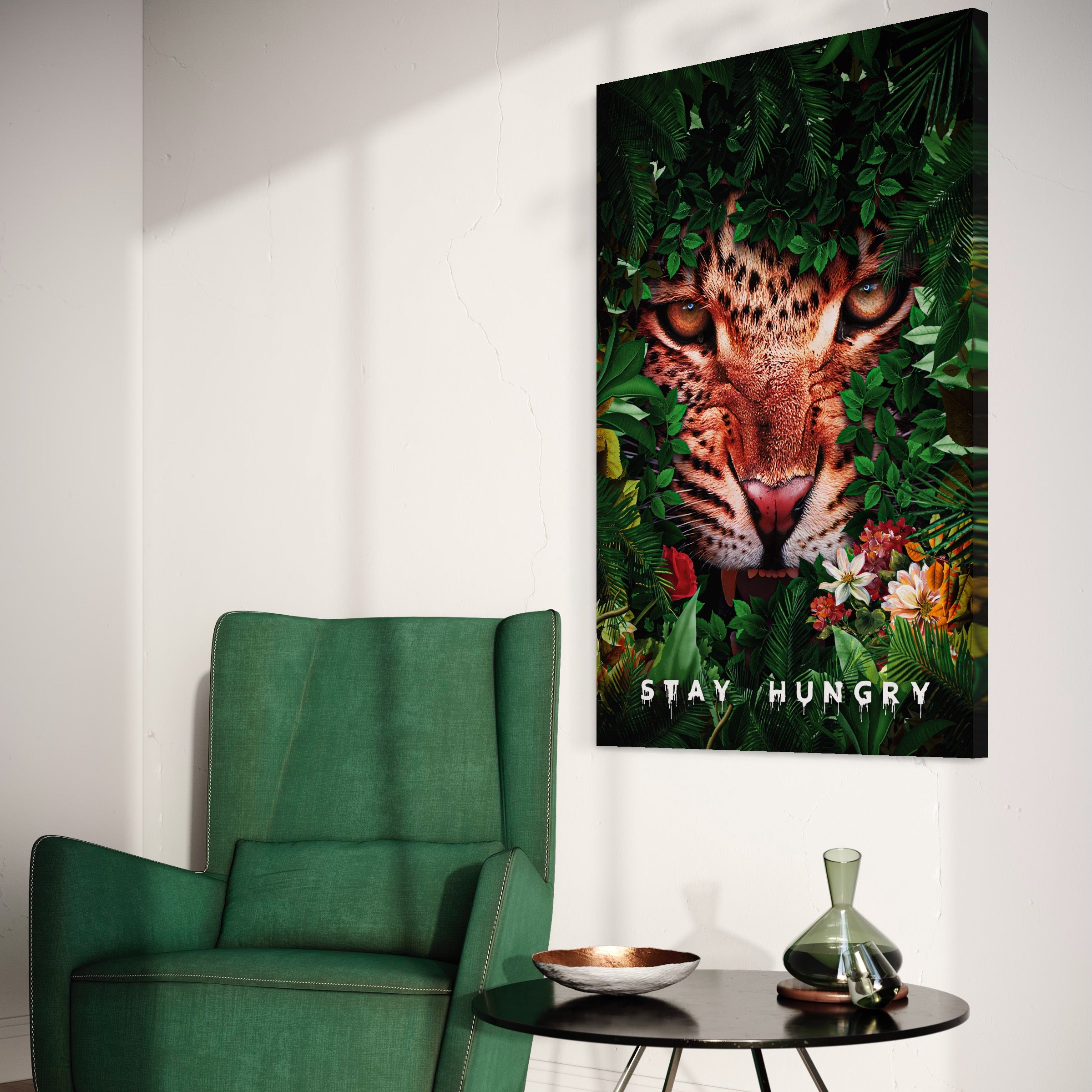 Tablou Canvas Premium LuxCanva® A1131, Hungry Tiger ,  Tigru, Jungla, Motivational, Culori Vibrante