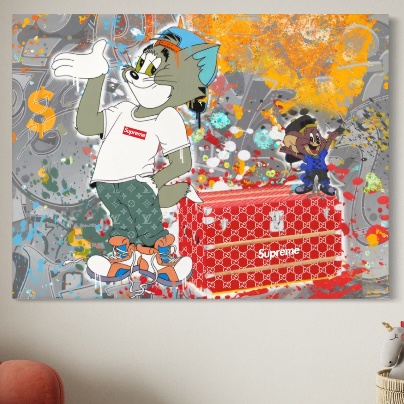 Tablou Canvas Premium LuxCanva® A1128, Tom And Jerry , Moda, Luxury Brands, Desene Animate, Culori Vibrante