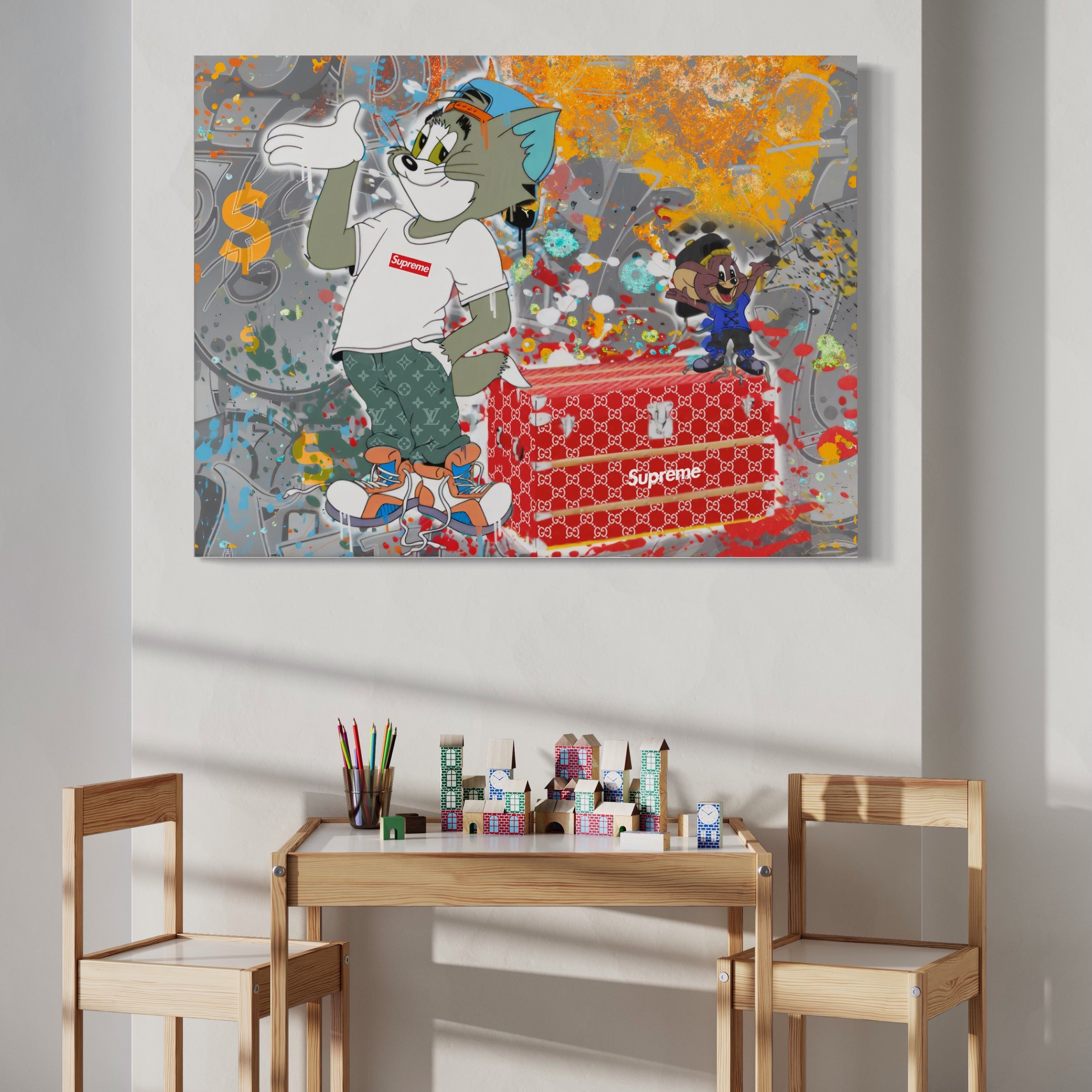 Tablou Canvas Premium LuxCanva® A1128, Tom And Jerry , Moda, Luxury Brands, Desene Animate, Culori Vibrante