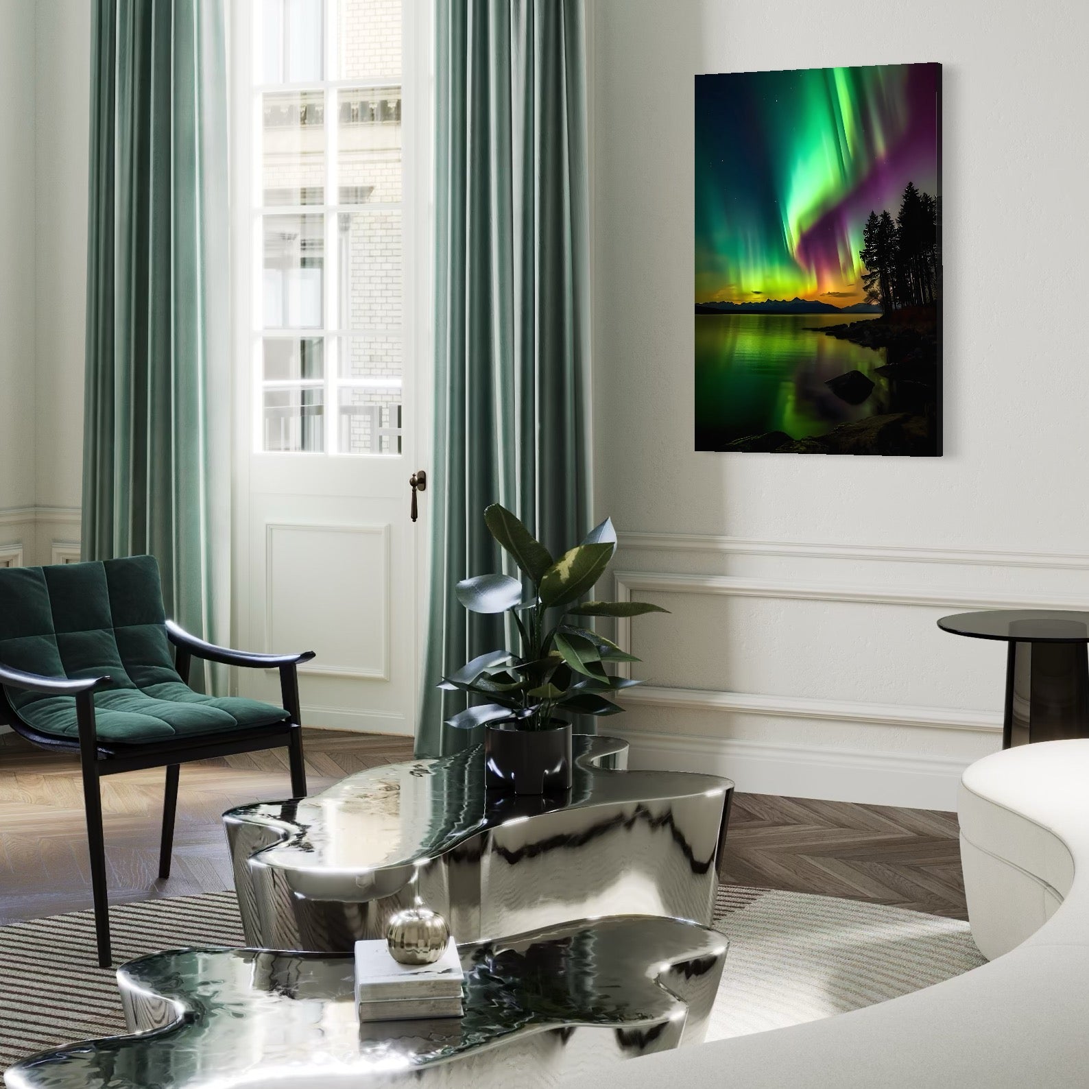 Tablou Canvas Premium LuxCanva® C1168, Aurora Boreala , Culori, Natura, Polul Nord, Bar, Relaxare, Culori Vibrante