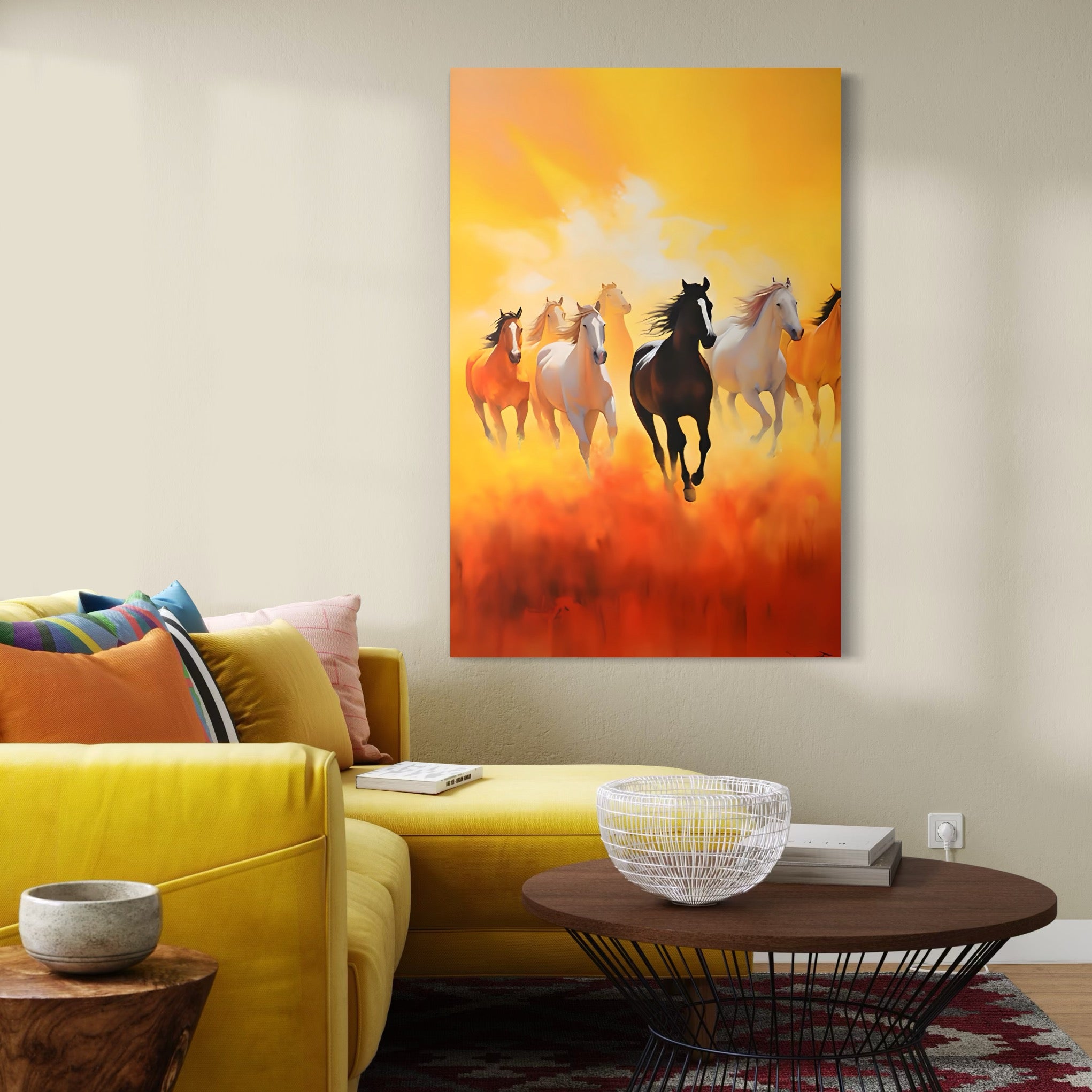 Tablou Canvas Premium LuxCanva® C1170, Wild And Free Horses , Culori, Nature, Animals, Freedom, Living Room, Children's Room, Relaxare, Culori Vibrante