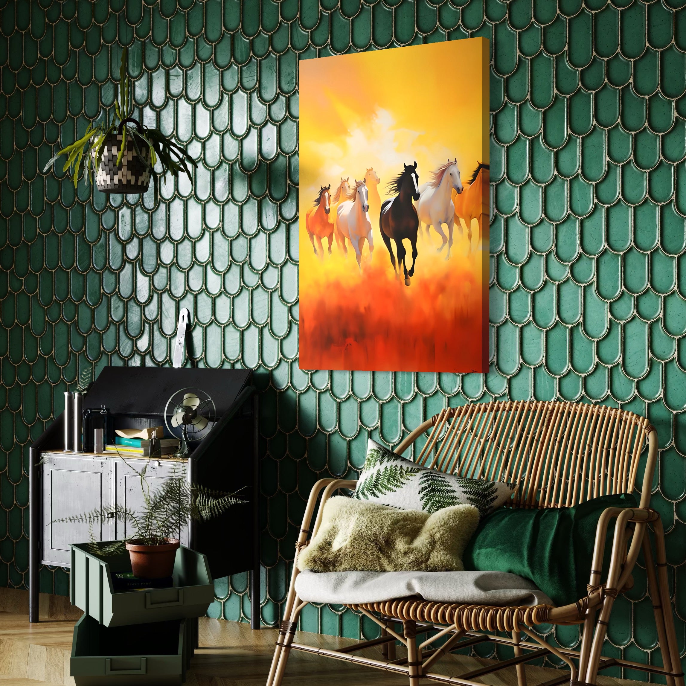 Tablou Canvas Premium LuxCanva® C1170, Wild And Free Horses , Culori, Nature, Animals, Freedom, Living Room, Children's Room, Relaxare, Culori Vibrante