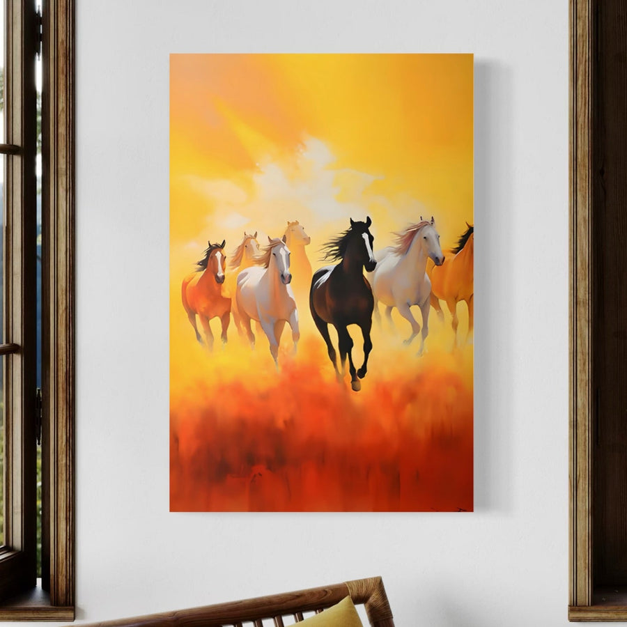 Tablou Canvas Premium LuxCanva® C1170, Wild And Free Horses: cai alergând imprimați pe pânză bumbac de calitate superioară, culori vibrante, ideal pentru living sau camera copiilor.