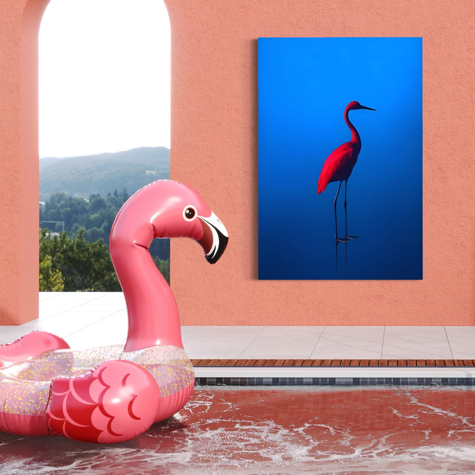 Tablou Canvas Premium LuxCanva® C1171, Red Flamingo , Culori, Nature, Animals, Freedom, Living Room, Bar, Relaxare, Culori Vibrante