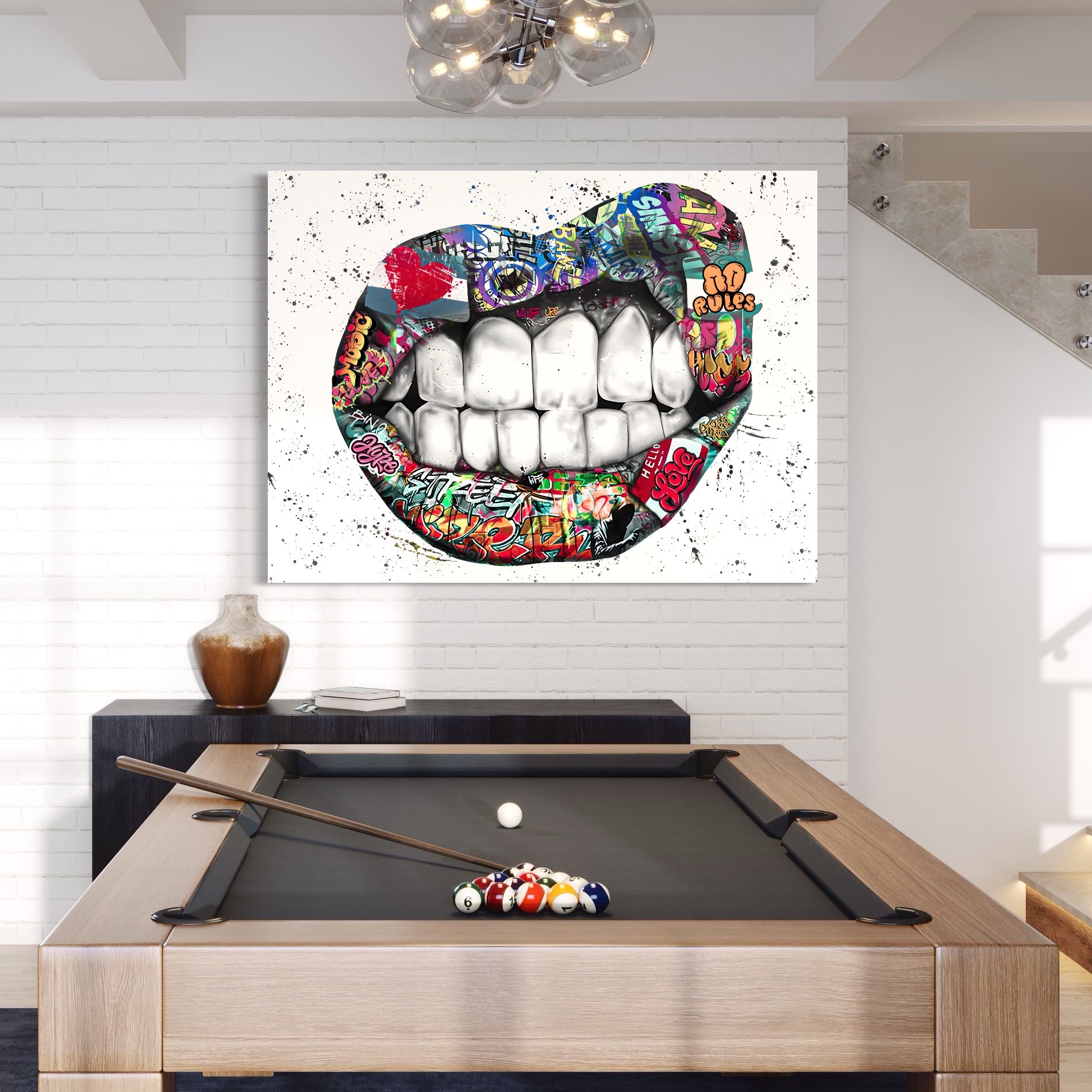 Tablou Canvas Premium LuxCanva® A1120, Lips Graffiti , Street Art, Buze, Colorat, Abstract, Culori Vibrante