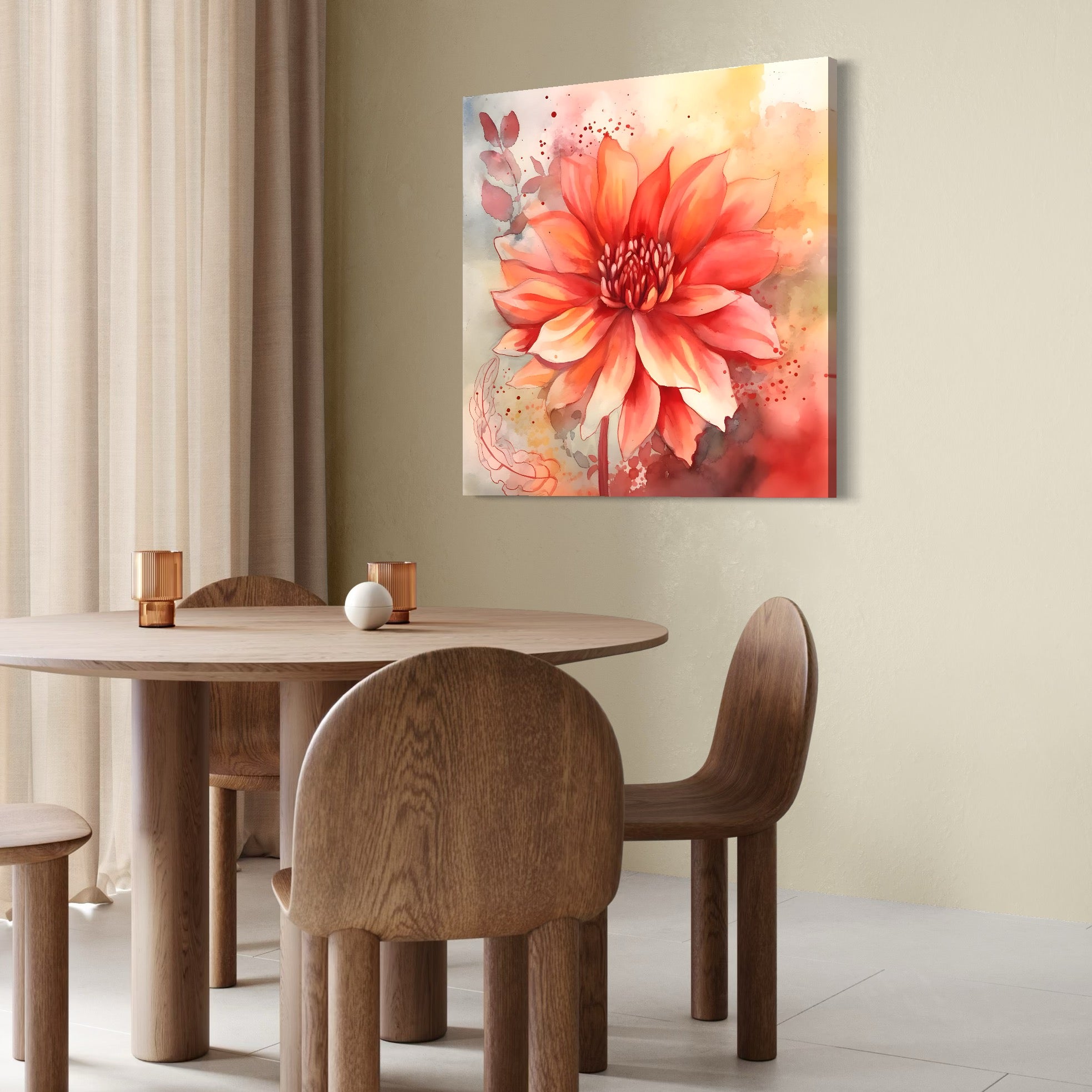 Tablou Canvas Premium LuxCanva® C1772, Dhalia Flower , Arta, Floare, Peisaj, Cer, Living Room, Dining Room Culori Vibrante