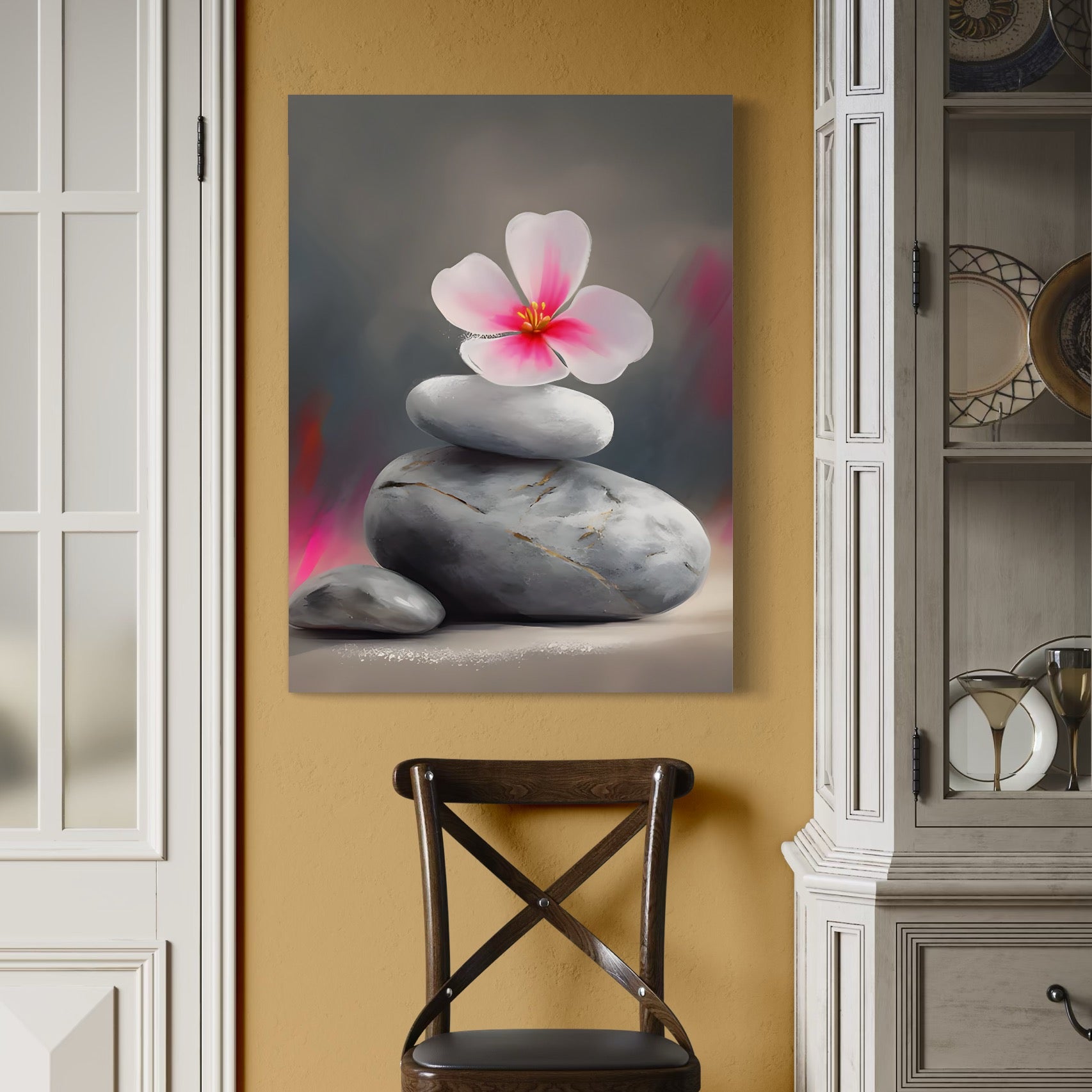 Tablou Canvas Premium LuxCanva® C1773, Flower On The Rock ,  Arta, Floare De Colt, Natura, Living Room, Bedroom, Culori Vibrante