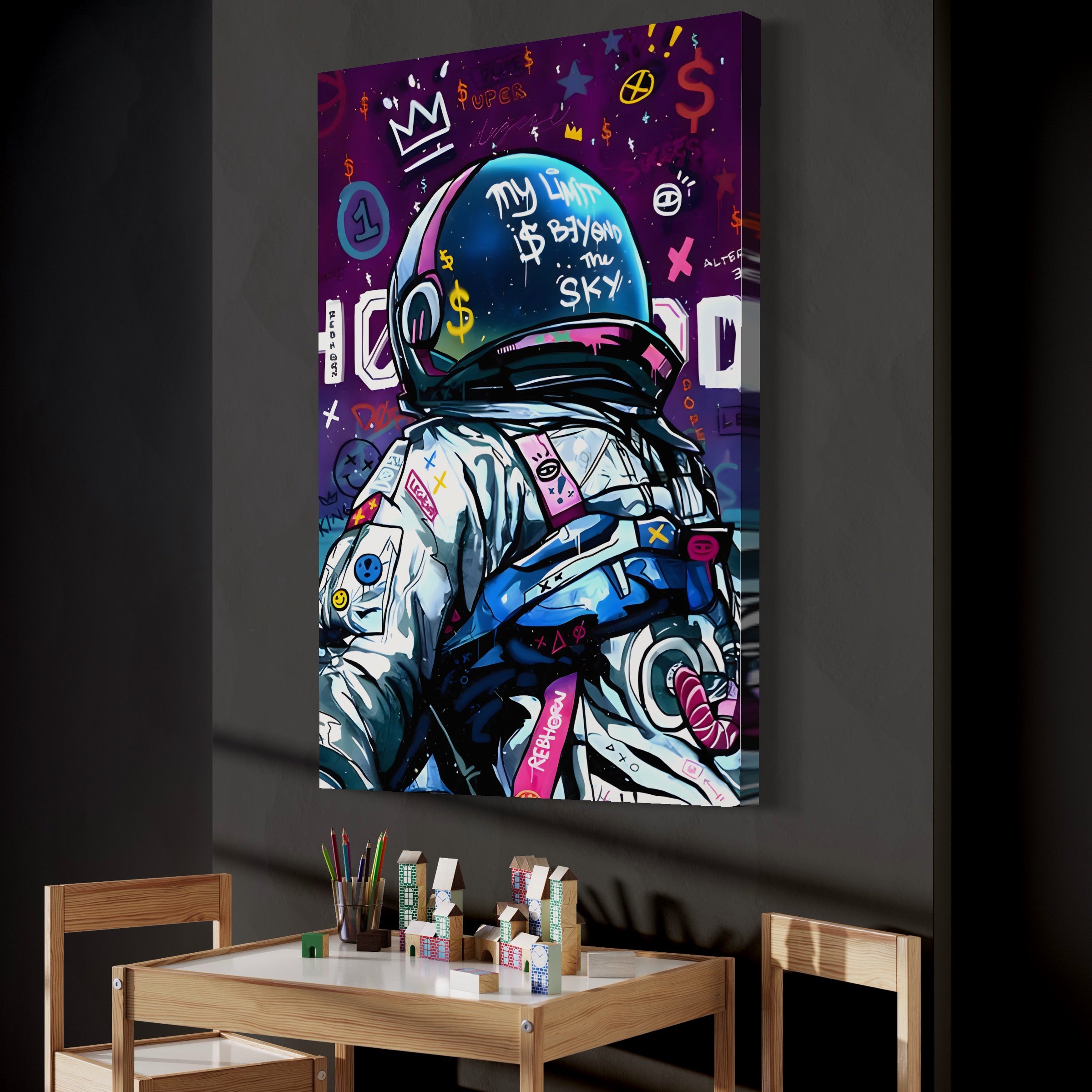 Tablou Canvas Premium LuxCanva® A1119, Astronaut , Cosmonaut, Spatiu, Motivational, Culori Vibrante