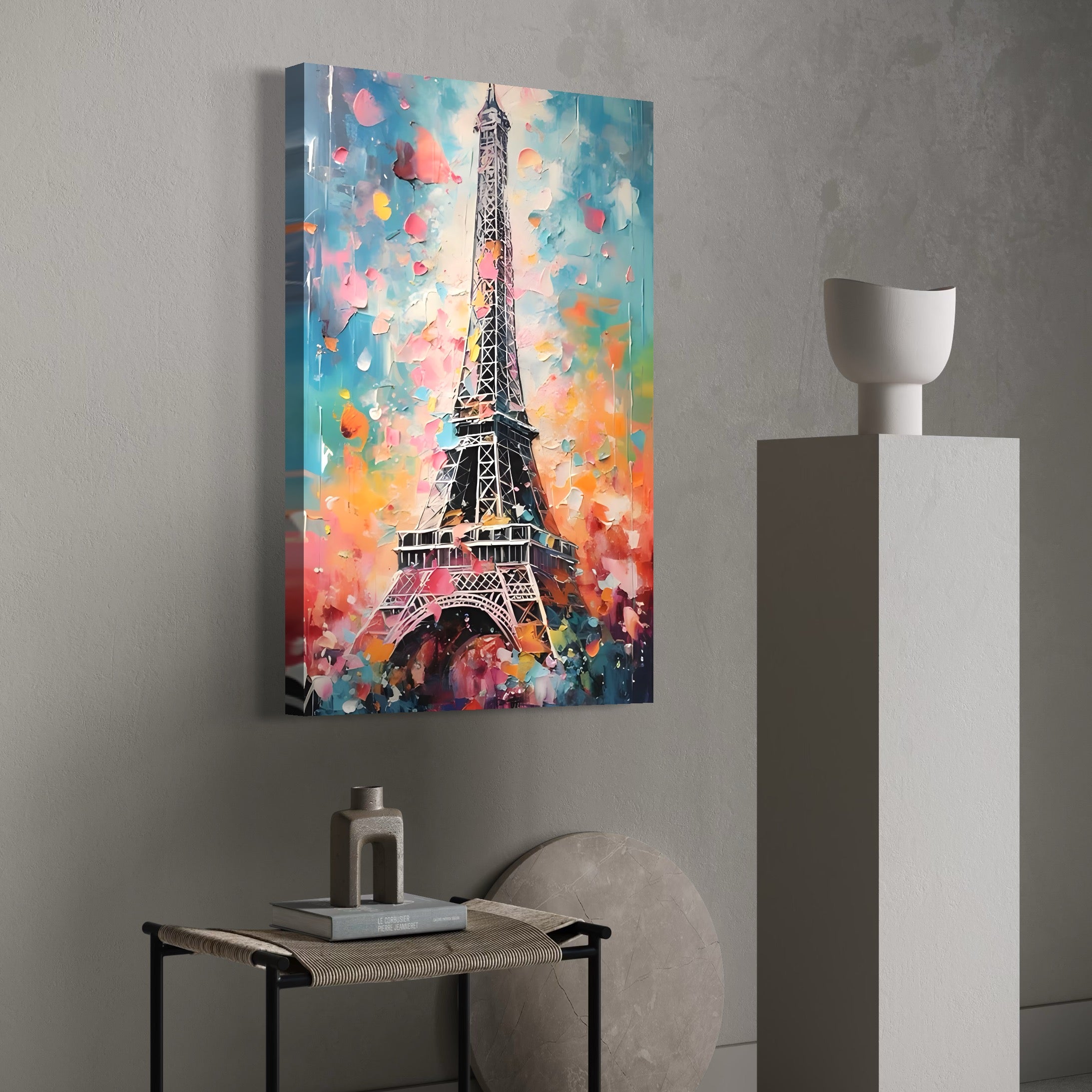 Tablou Canvas Premium LuxCanva® C1775, Colours On Eifel Tower , France, Paris, Living Room, Bar, Culori Vibrante