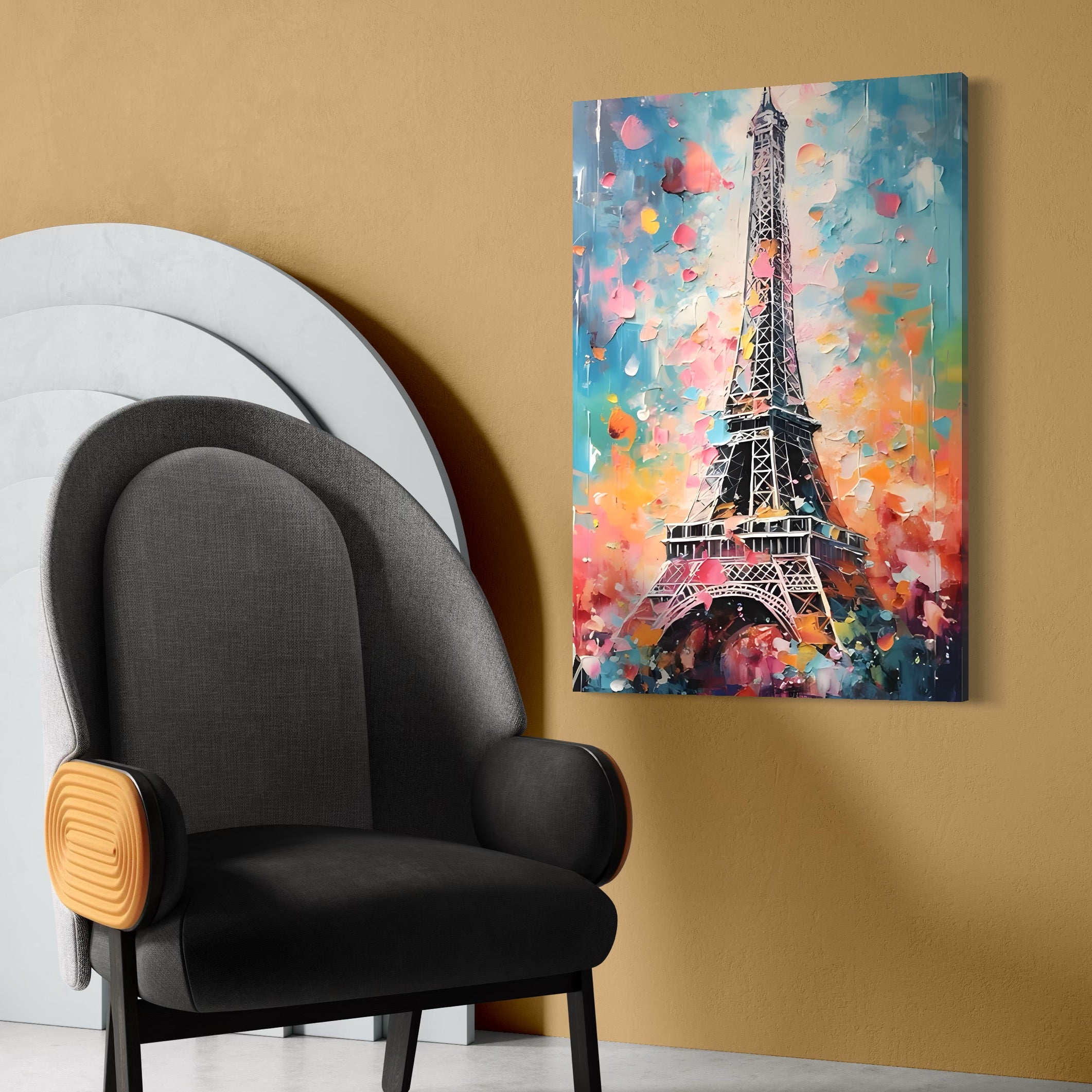 Tablou Canvas Premium LuxCanva® C1775, Colours On Eifel Tower , France, Paris, Living Room, Bar, Culori Vibrante
