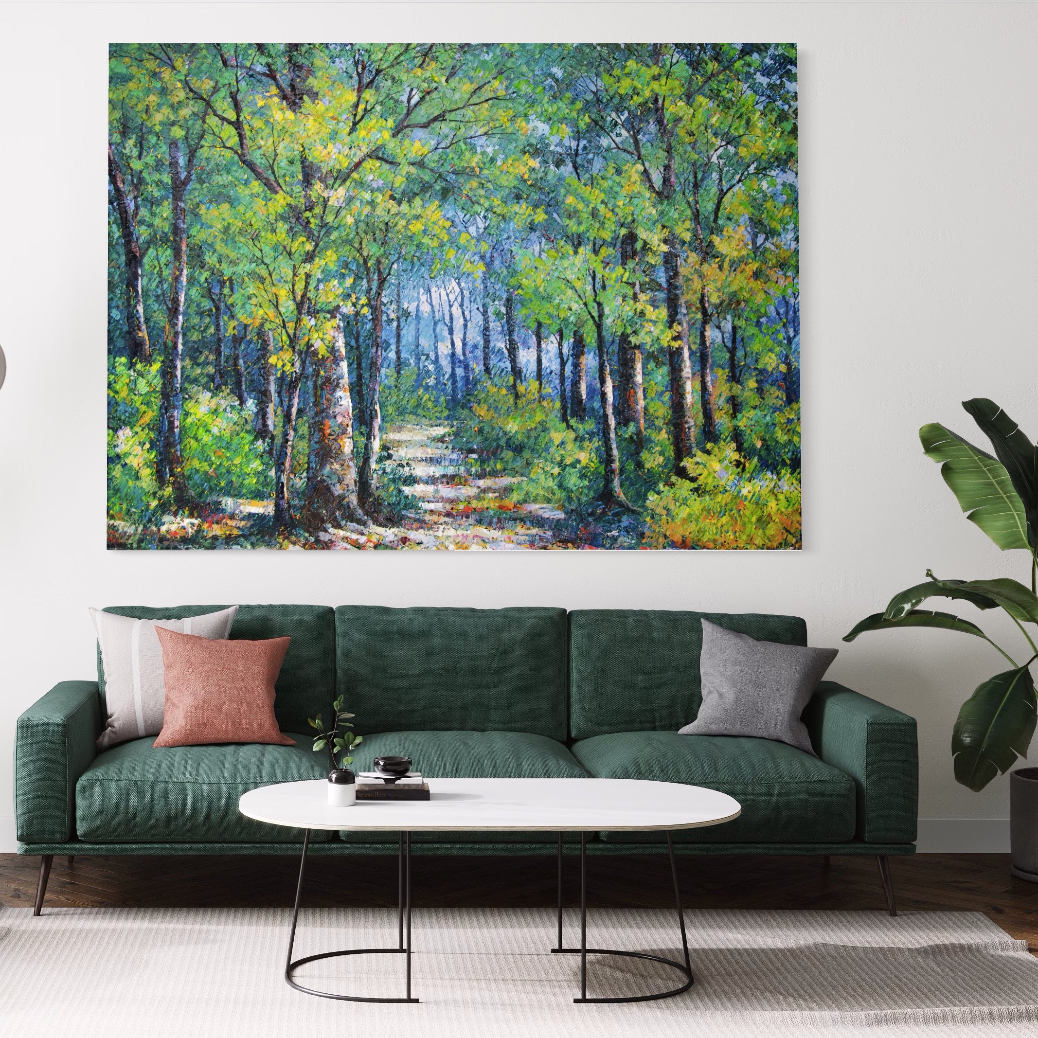 Tablou Canvas Premium LuxCanva® A1115, Linistea Padurii , Peisaj, Verde, Natura, Culori Vibrante