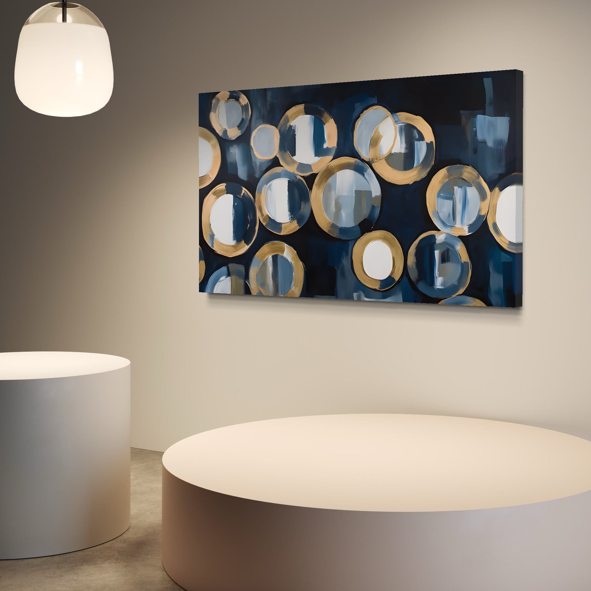 Tablou Canvas Premium LuxCanva® C1222, Blue And White Abstract Paint ,  Relaxare, Living Room, Culori Vibrante