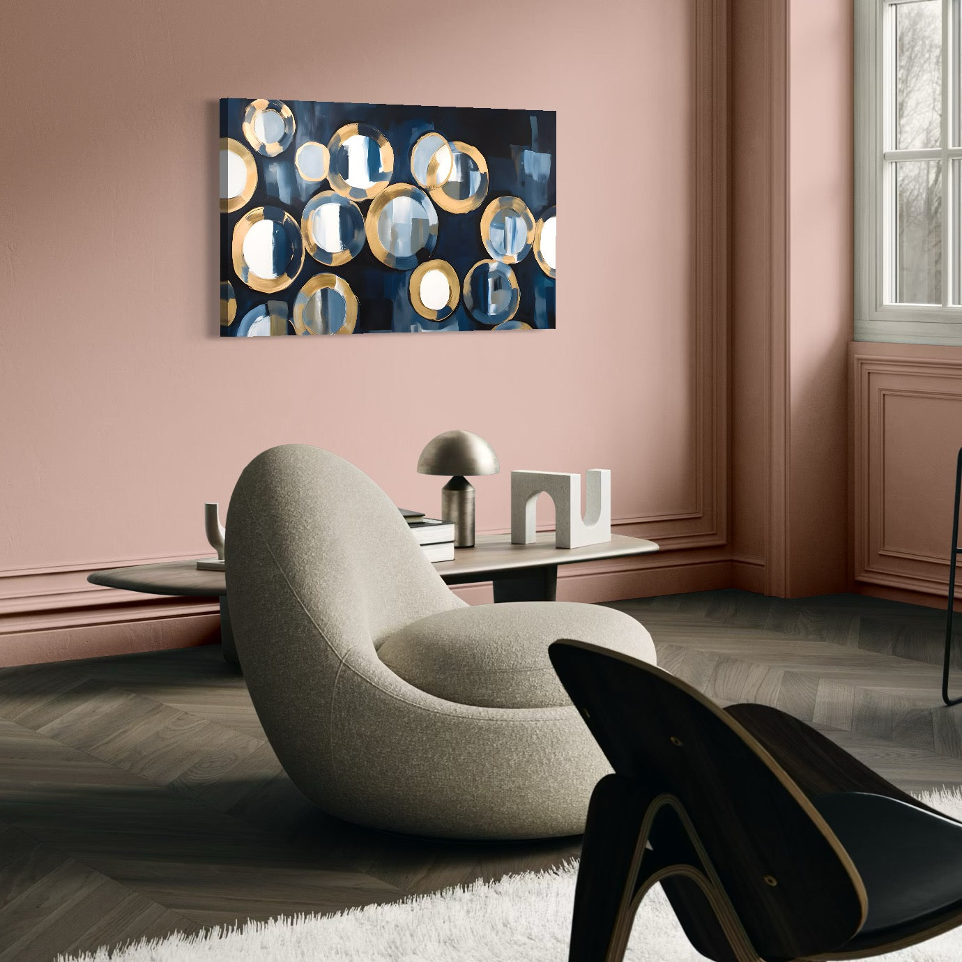 Tablou Canvas Premium LuxCanva® C1222, Blue And White Abstract Paint ,  Relaxare, Living Room, Culori Vibrante