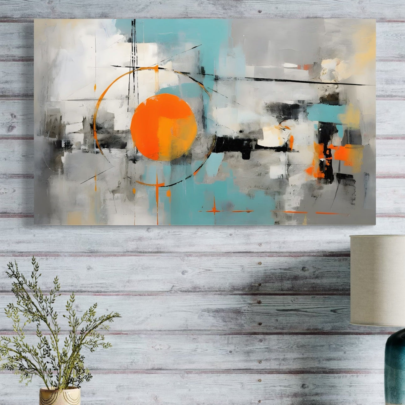 Tablou Canvas Premium LuxCanva® C1223, Abstract Geometric Lanscape Paint , Relaxare, Living Room, Culori Vibrante