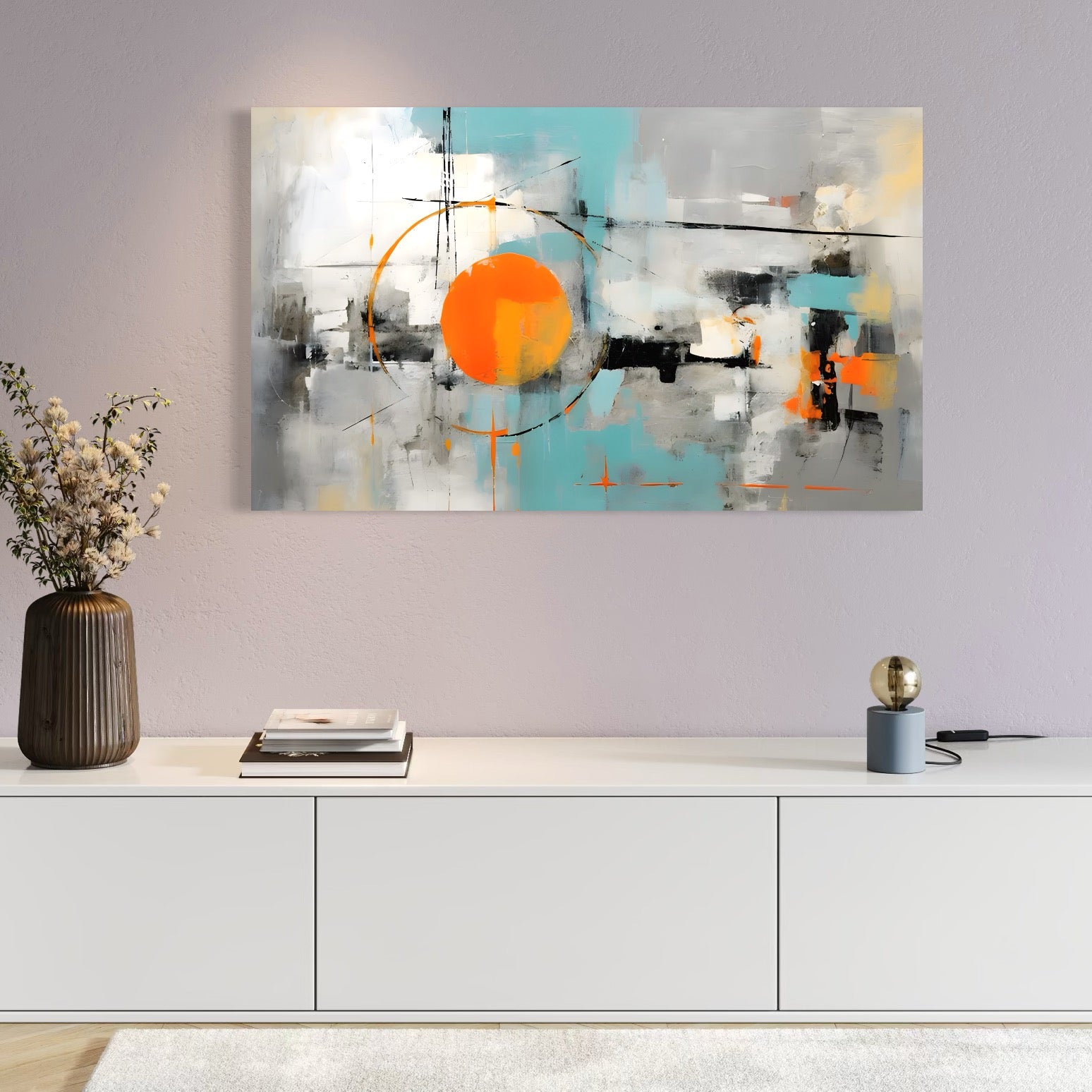 Tablou Canvas Premium LuxCanva® C1223, Abstract Geometric Lanscape Paint , Relaxare, Living Room, Culori Vibrante