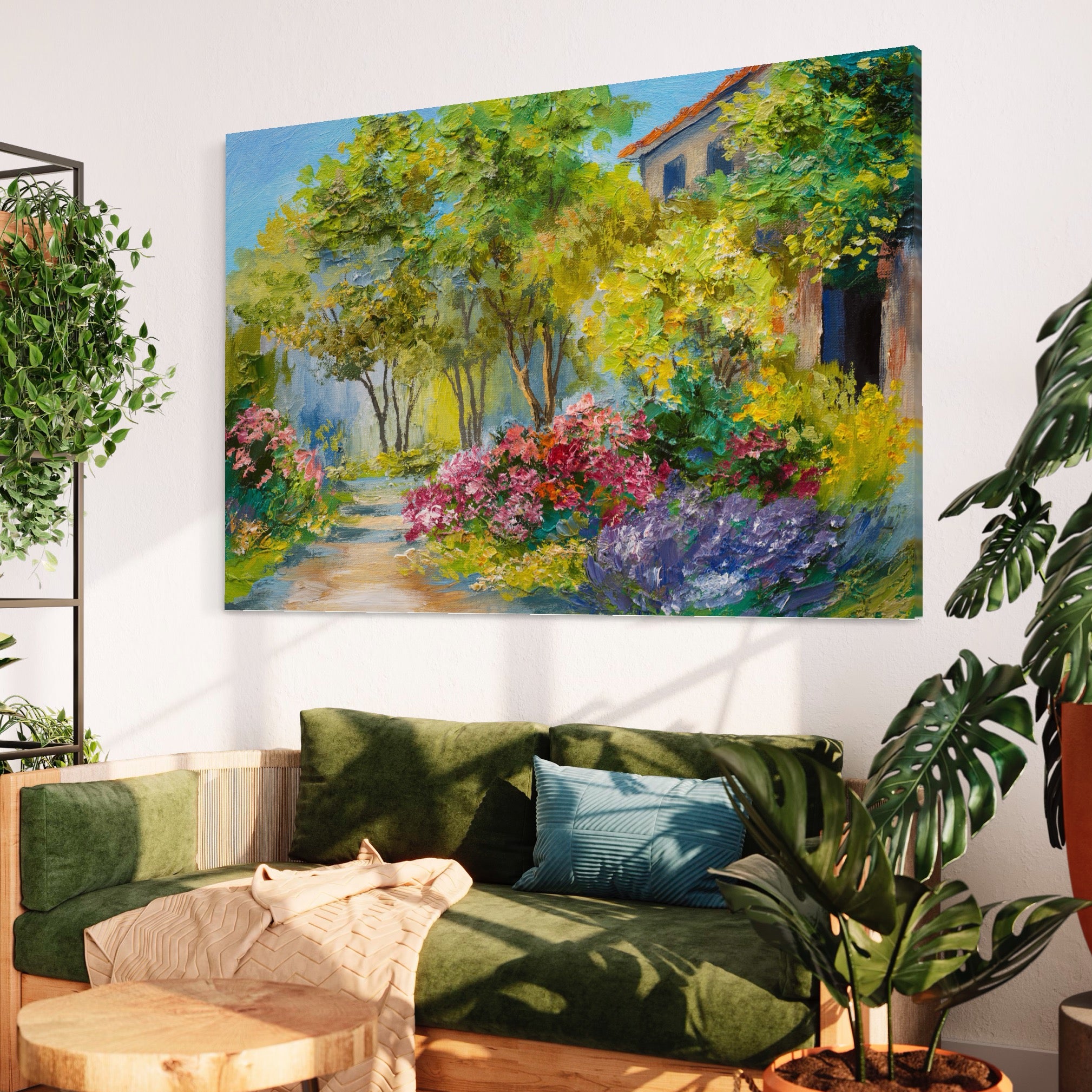 Tablou Canvas Premium LuxCanva® A1108, Vara In Padure , Peisaj, Natura, Flori, Copaci, Culori Vibrante