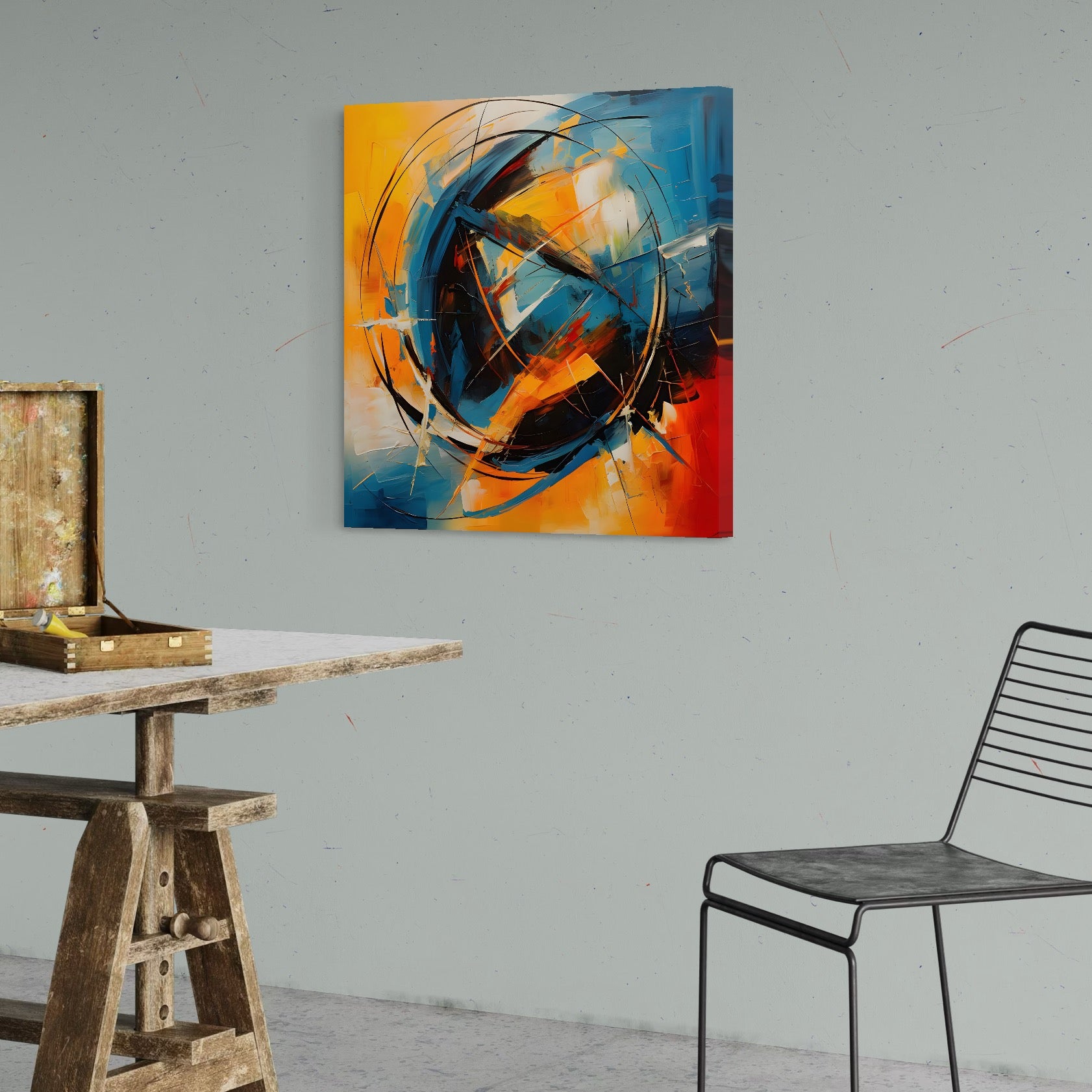 Tablou Canvas Premium LuxCanva® C1225, Pamantul Pictat Abstract , Culori, Decorativ, Living Room, Culori Vibrante